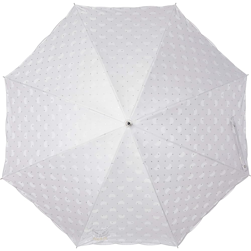 [Moonbat] Long Umbrella PAUL & JOE (Paul & Joe) Cat Embroidery Parasol Short Umbrella Parasol For Both Sunny and Rainy Weather Umbrella Heat Shielding Logo Dot Cat Fashionable Cute Women's Light Gray Rib Length: Approx. 50cm