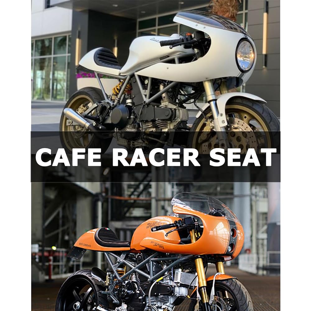 DKMOTORK 0391 Motorcycle Hump Cafe Racer Seat All Black (Gloss Black Finish, Subframe Change Required)