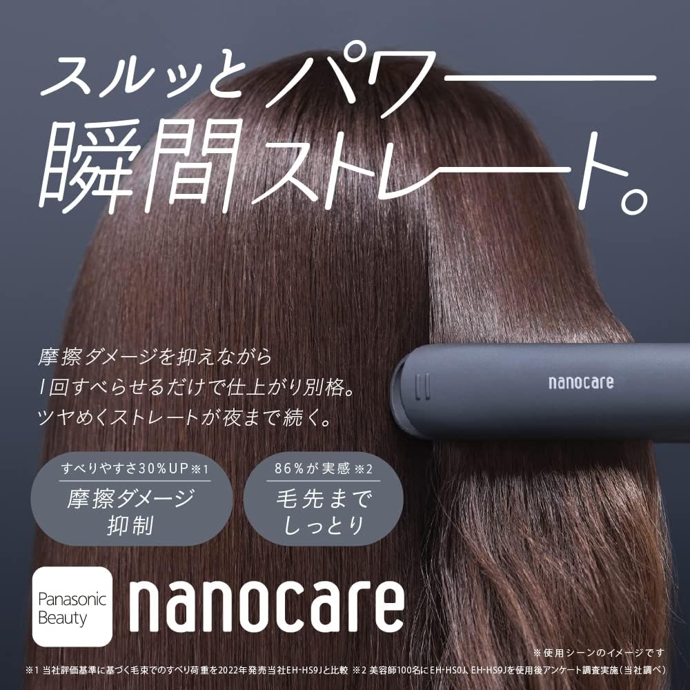 Panasonic Hair Iron Straight Nanocare Smooth Gloss Coating Plus Overseas Available Black EH-HS0J-K
