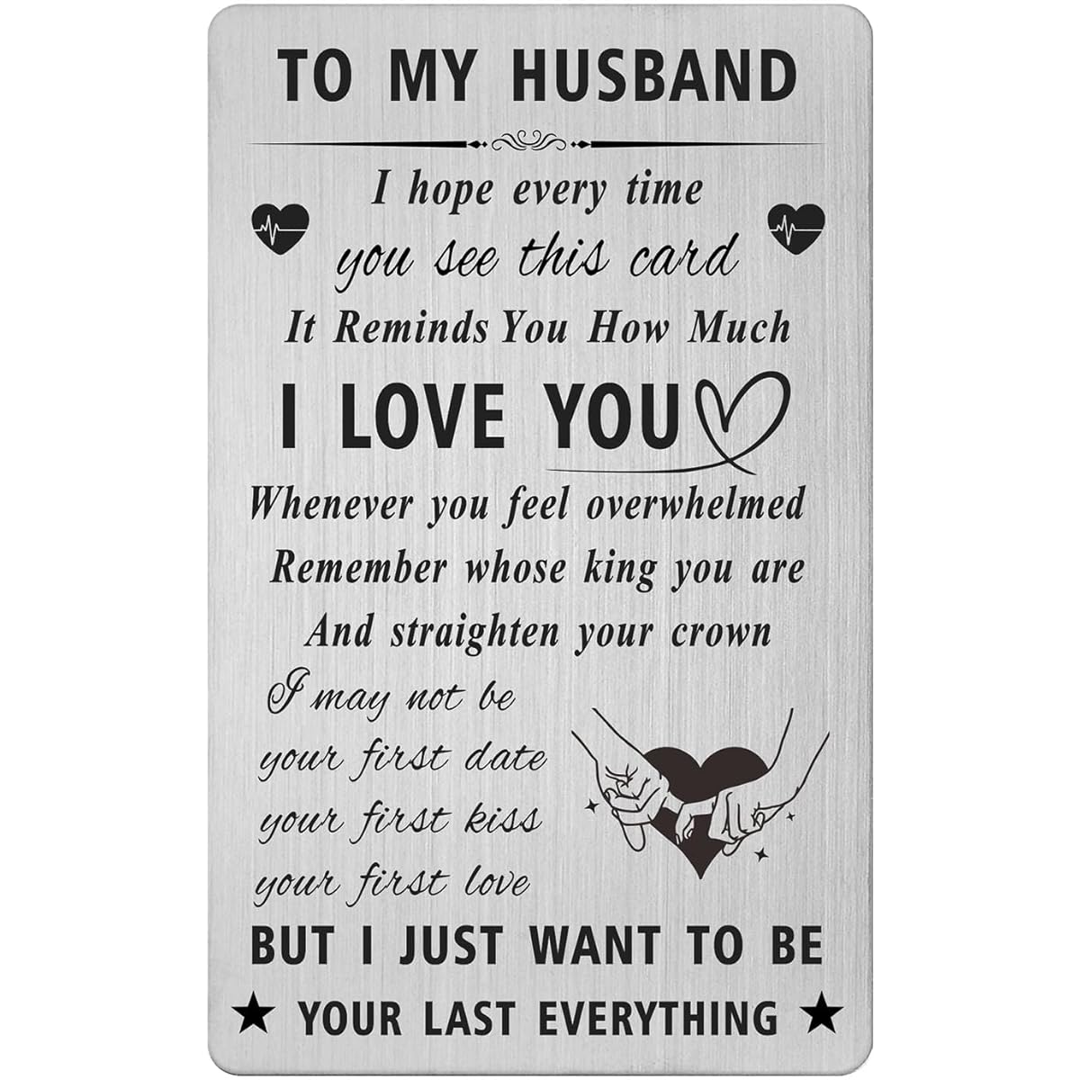 Gezxin Husband Card from Wife - Happy Birthday Husband Gift Idea - Romantic Just Because I Love You Husband Metal Card - For Husband Christmas Wedding Valentine Father's Day Christmas Present