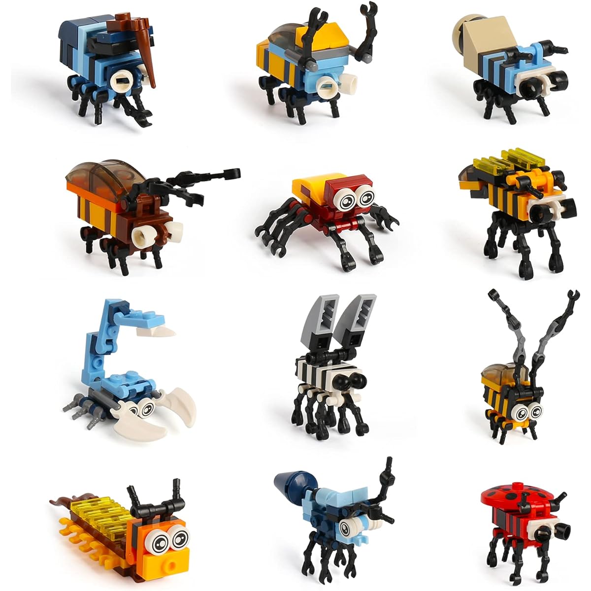IAMGlobal 12 in 1 Mini Building Blocks Animals Assortment Toy Animals Building Blocks Stem Toys Kids Party Favors Goodie Bag Birthday Carnival Favors (Yellow)