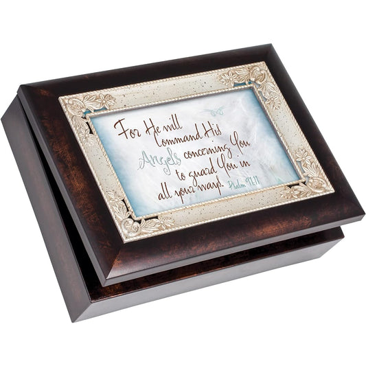 Angels Guard You Psalm 91:11 Italian Design Jewelry Music Box Plays Amazing Grace