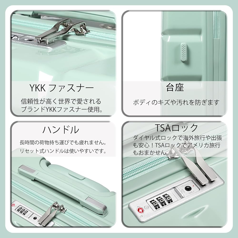 [Sea choice] Suitcase, Carry Case, Carry-on, 360 Degree Rotation, Quiet Double Casters, Equipped with TSA Roke, Carry Bag, Zipper, Ultra Lightweight, Zipper, Shockproof, Popular, Travel, Business, Small, Medium, Large, Mini Case Included (L Size, Line Gr