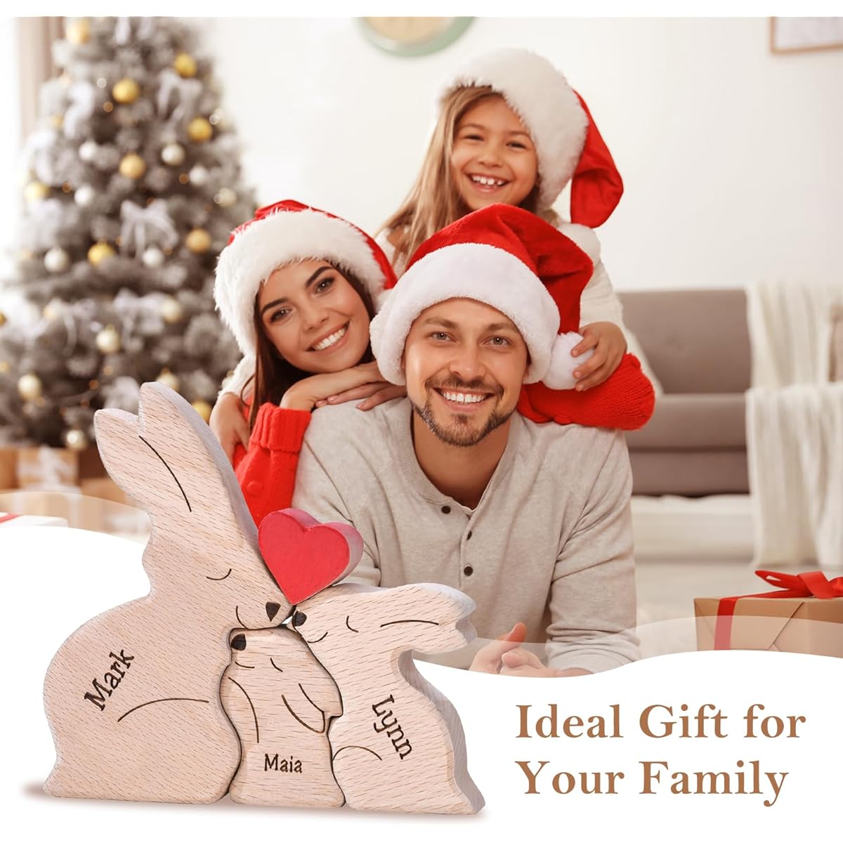 Personalized Wooden Puzzle 2-8 Wooden Rabbit Puzzle with Family Name Customizable Wooden Puzzle for Home Decor or Thoughtful Gift for Mom or Dad Birthday (Rabbit)