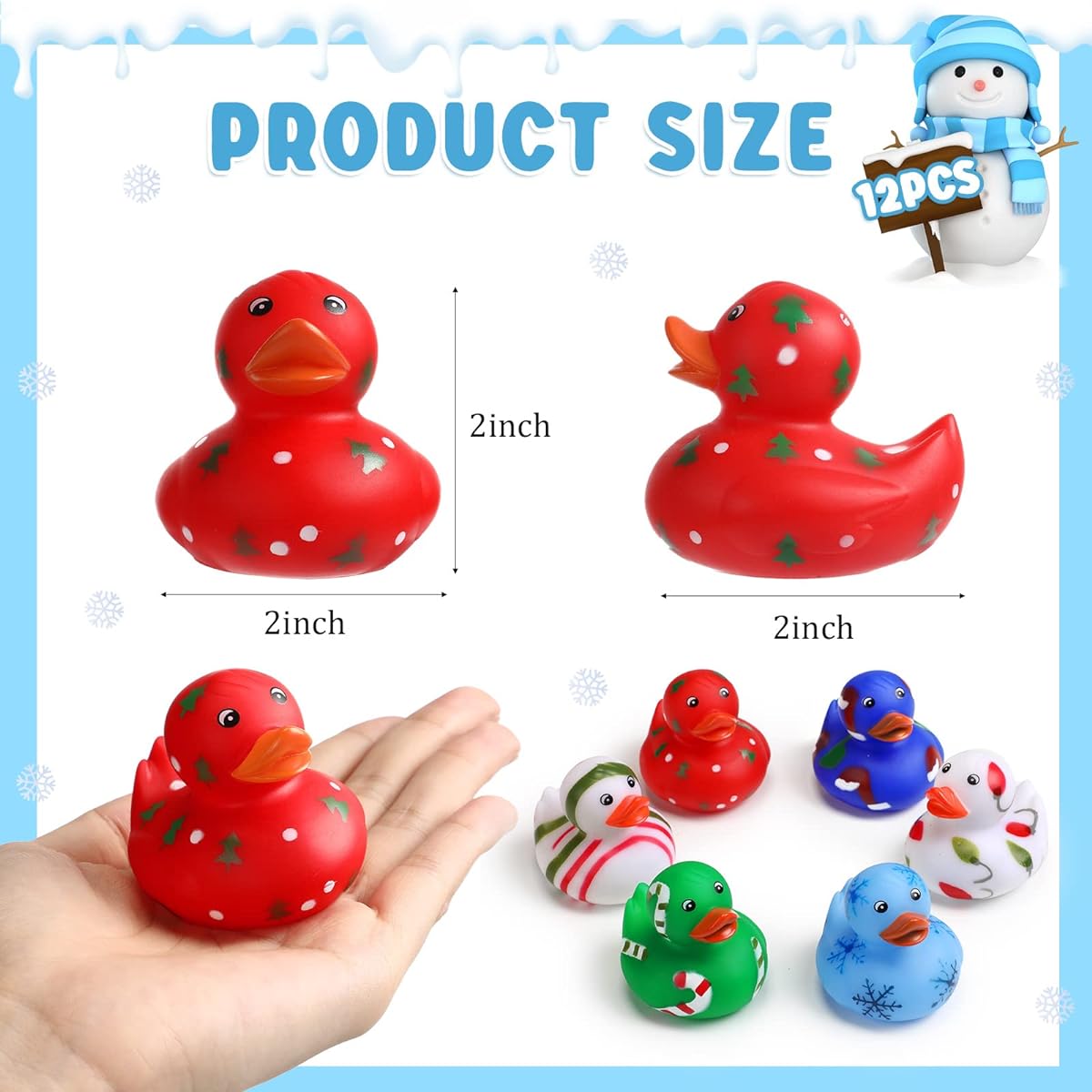Vinsot 48pcs 2" Christmas Rubber Ducks Little Ducks Favors Christmas Theme Ducks for Bathtub Pool Bath Winter Holiday Birthday Party Gifts Goodie Bag Fillers 6 Styles