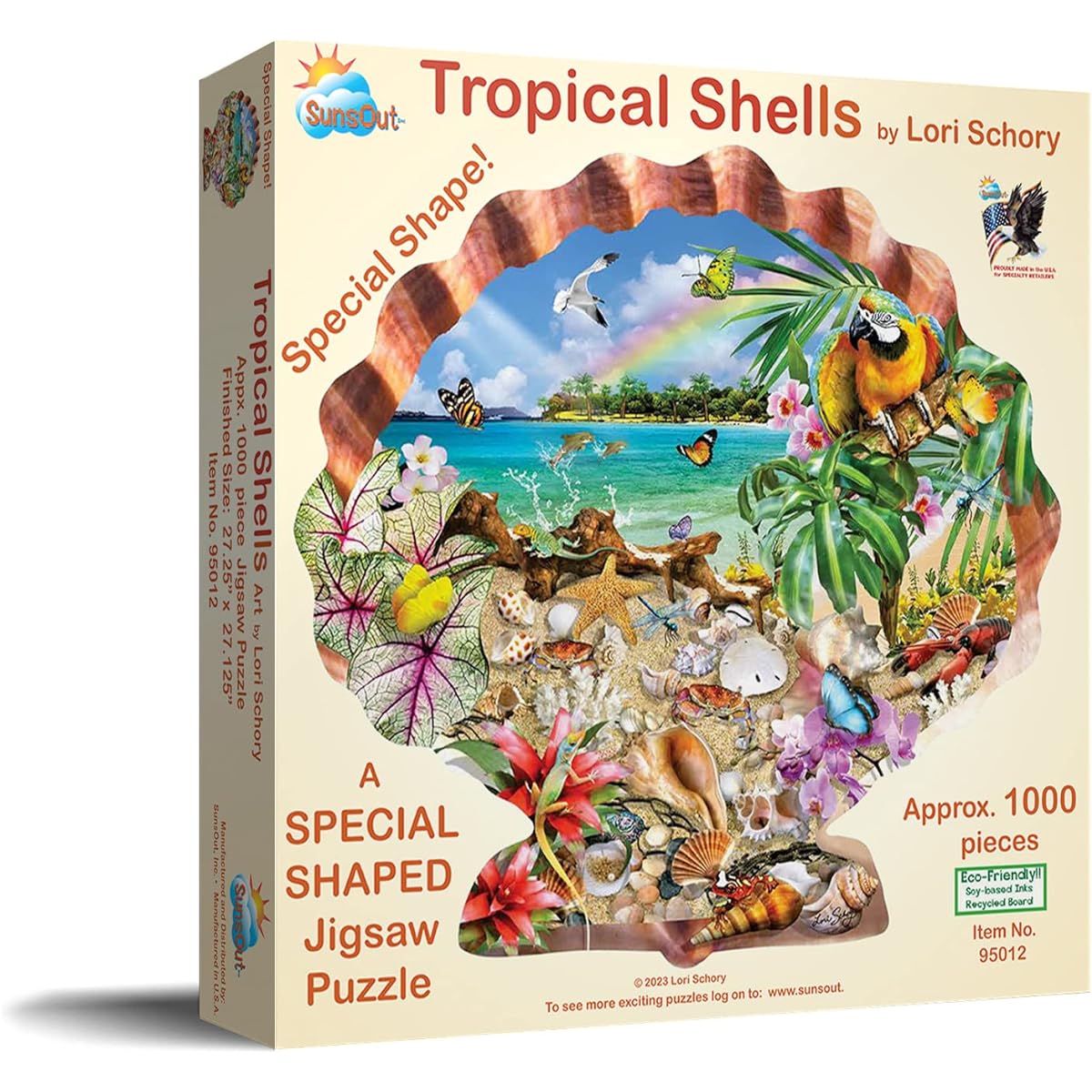 SUNSOUT INC Tropical Shells 800 Piece Special Shape Jigsaw Puzzle Artist: Lori Schory Finished Size 27.25" x 27.1" MPN# 95012