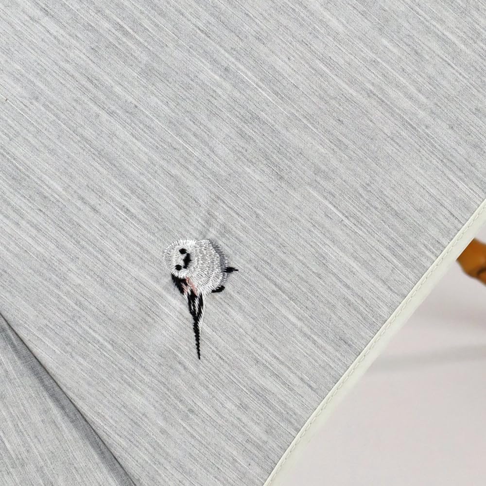 [Chinoiserie Modern] Umbrella, Long Umbrella, Women's Shantung, Large, Deep, Embroidered, Small Bird, Piping