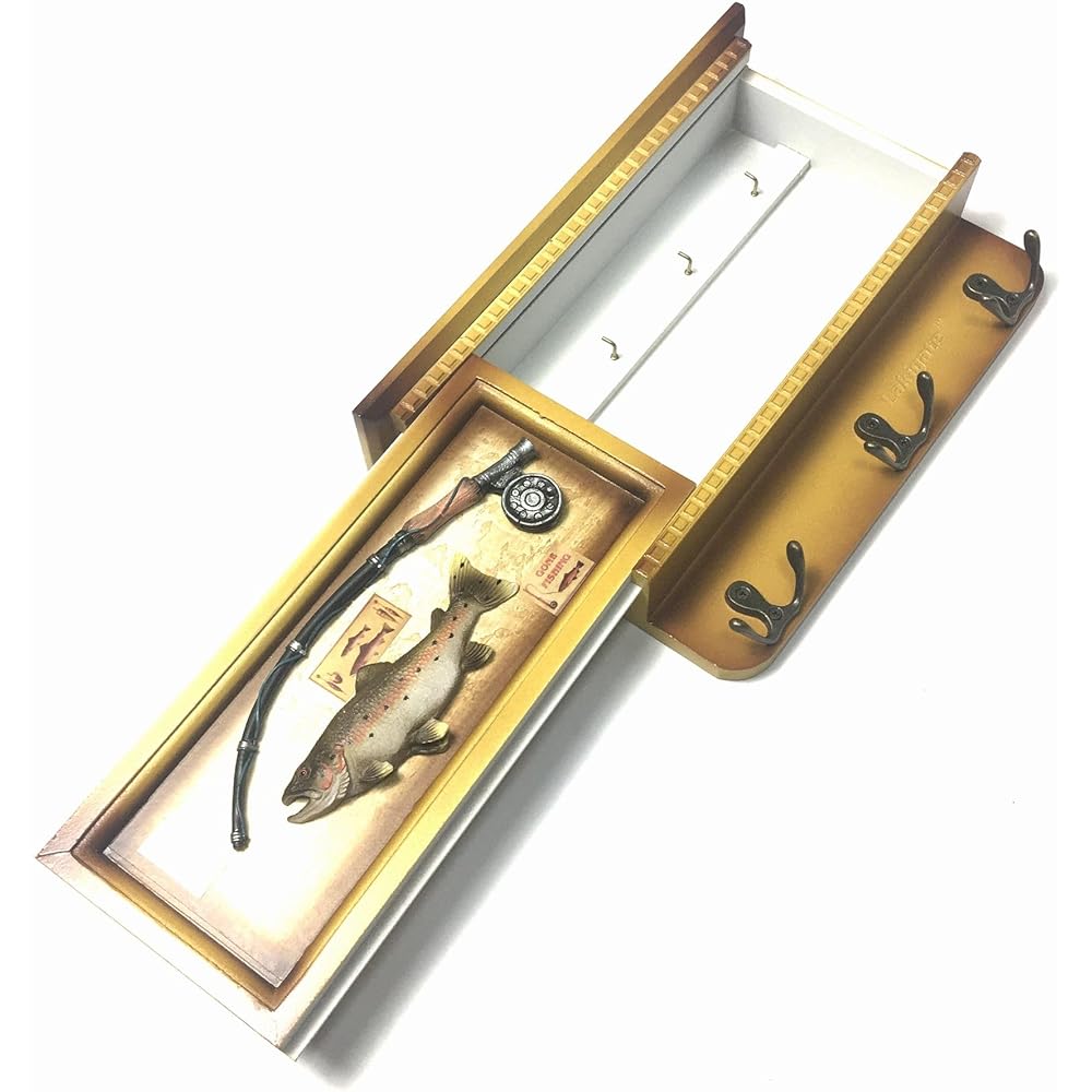 Rainbow Trout Replica & Fly Rod & Fly Reel Wall Hanging Lure Hanging Rainbow Trout Interior Rainbow Trout Mountain Stream Tackle Box Outdoor