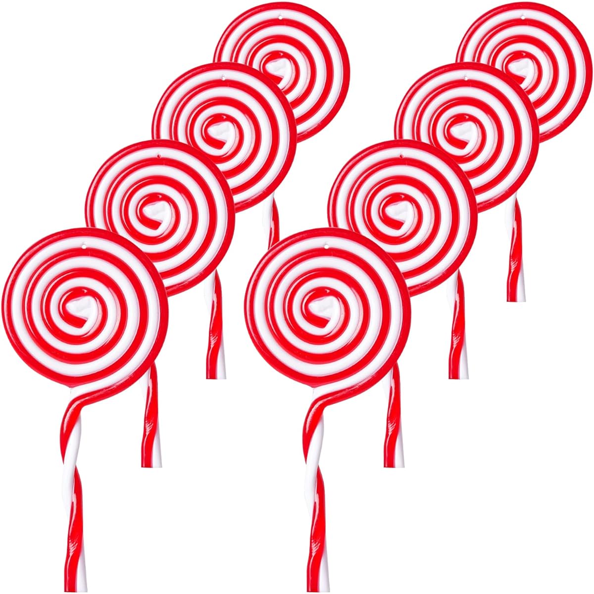 Jmkcoz 8 Pack Christmas Lollipop Ornaments, Plastic Lollipop Candy Christmas Tree Hanging Decorations Lollipop Candy Pendant Decorations for Christmas Tree Wreath Party Gifts (12.5cm/4.9inch)