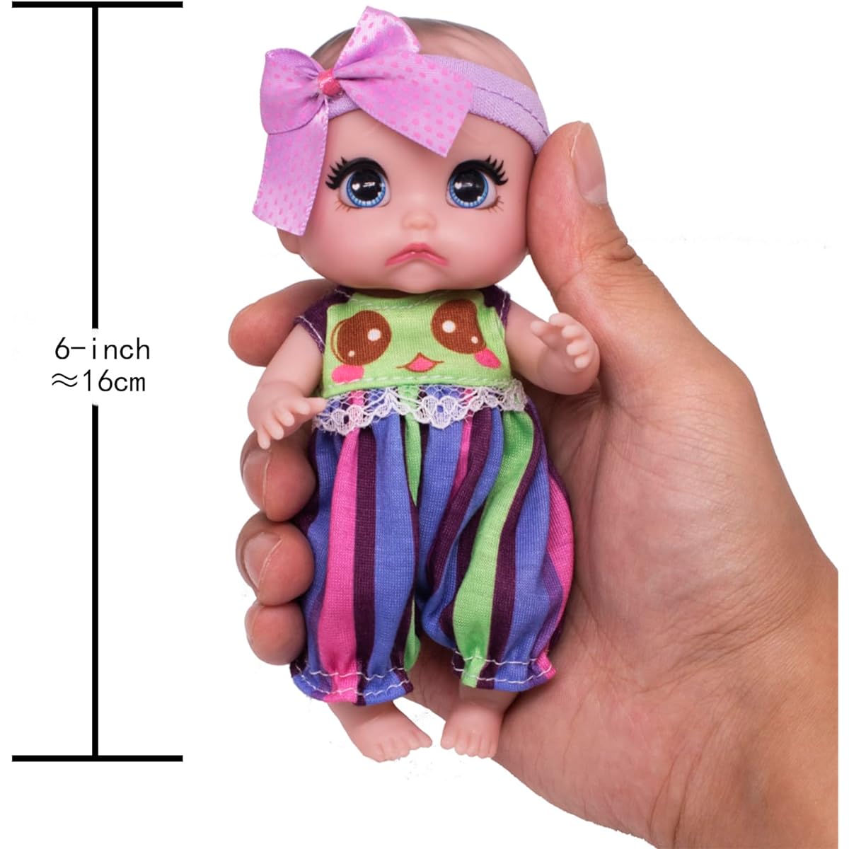 Beem Jun 6" Mini Doll 3 in 1 Reborn Baby Set Tiny Baby Doll All Vinyl with 3 Color Miniature Dolls for Girls 3 Coats 6"