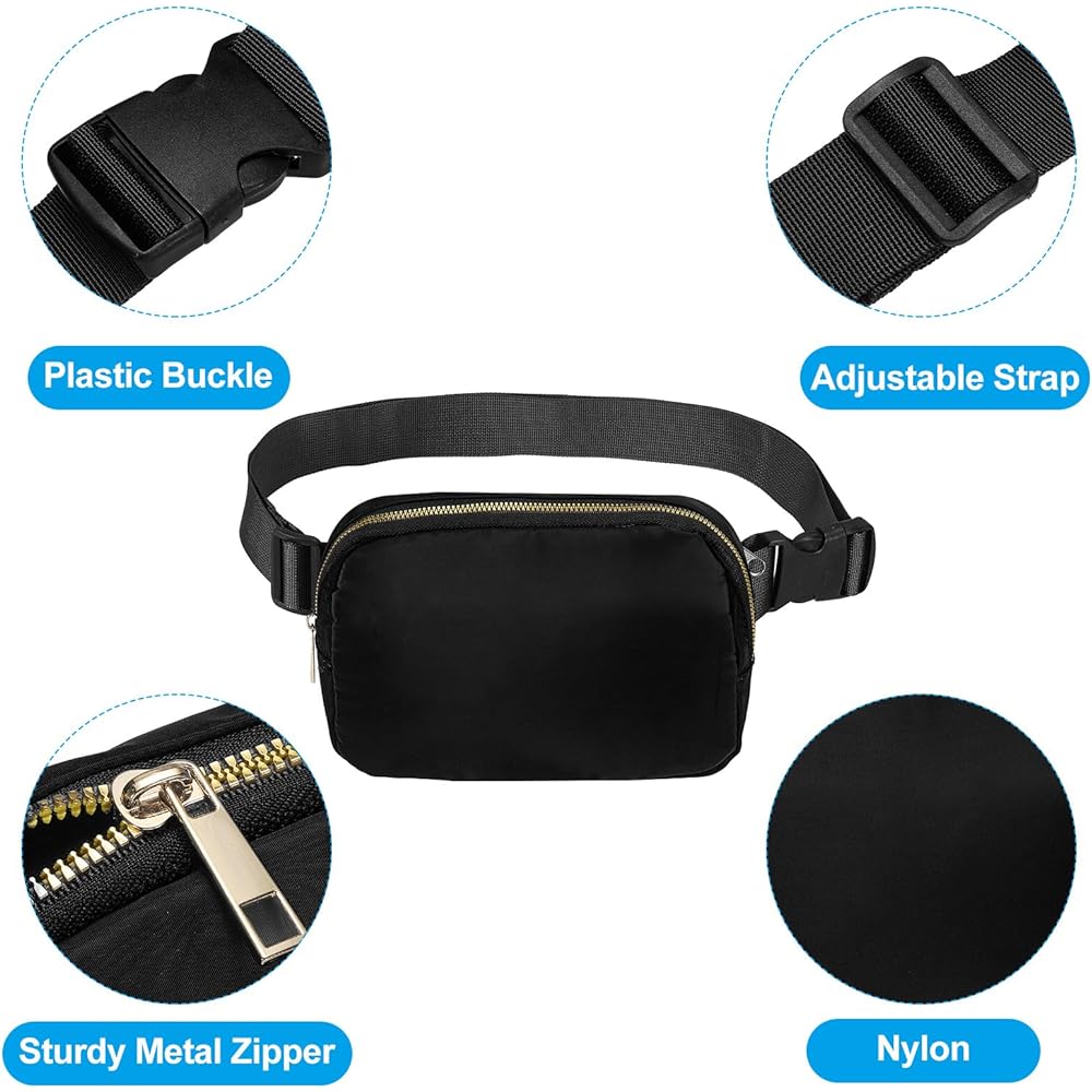 PATIKIL Fanny Pack Waterproof Belt Bag Men & Women Adjustable Crossbody Bag Waist Bag for Running Travel Workout Black