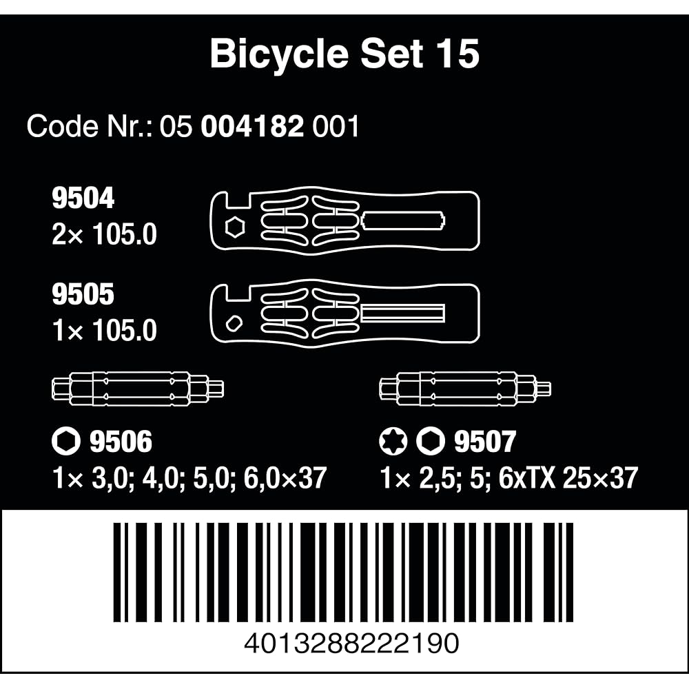 Wera 05004182001 | Bicycle tool set 15, 5-piece set [Official Japanese import]