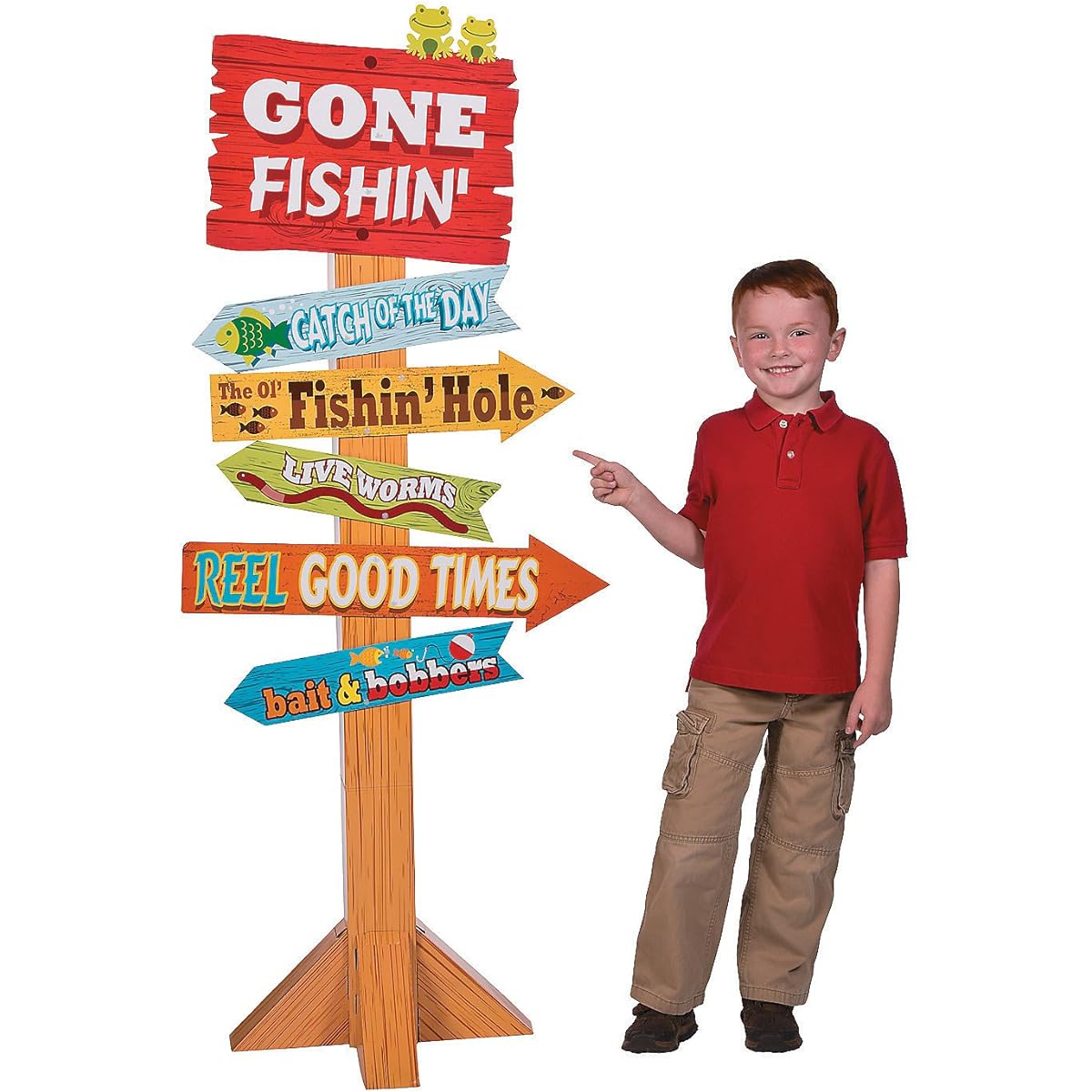 Little Fisherman Gone Fishing Directional Sign (5'+) Birthday Party Decoration