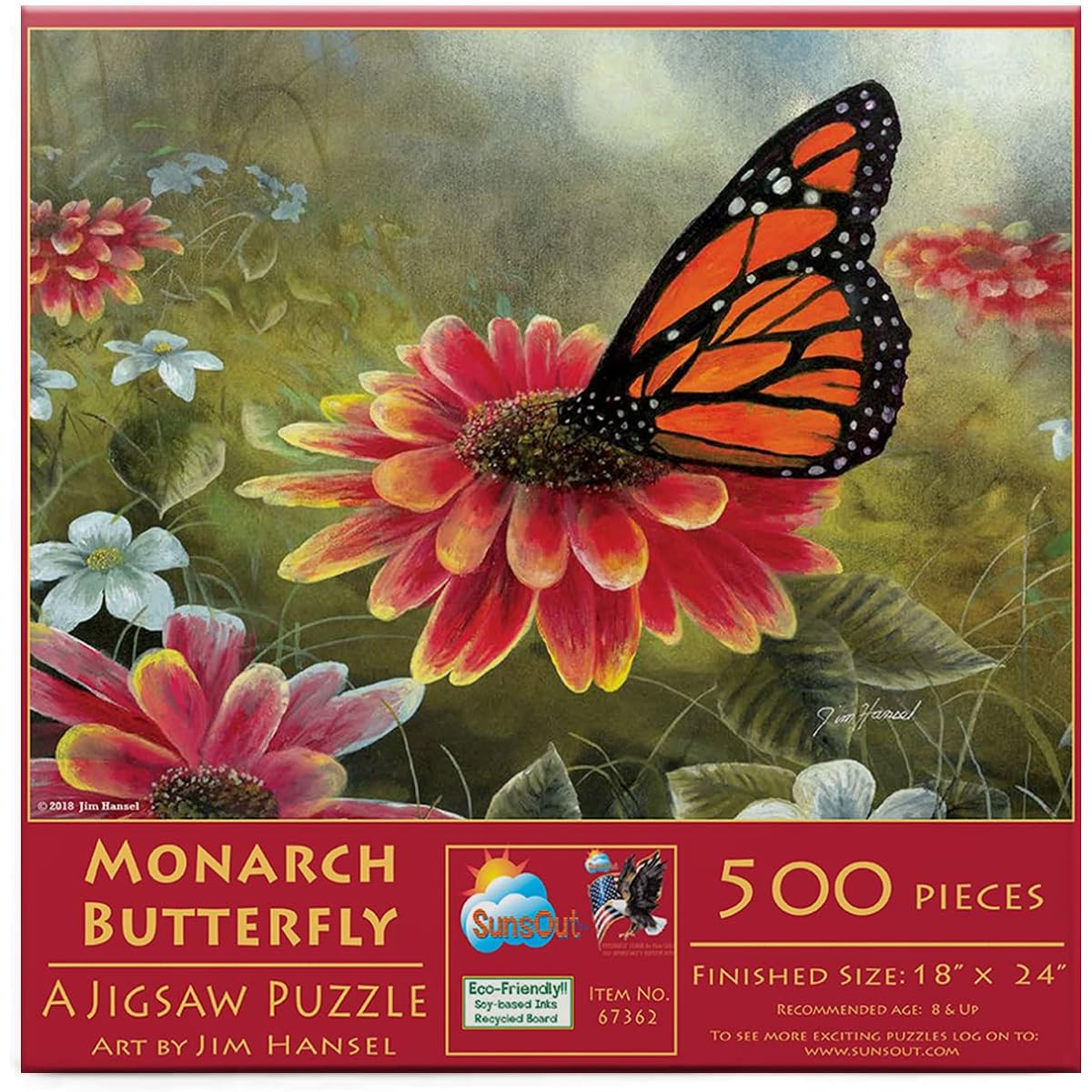 SunsOut Monarch Butterfly 500 Piece Jigsaw Puzzle