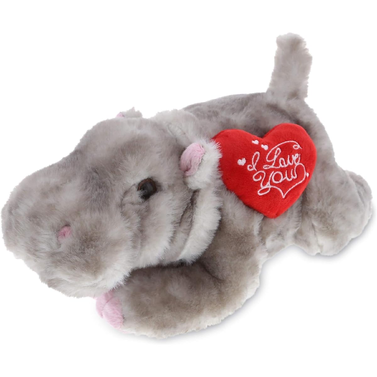 DolliBu I Love You Wild Collection Plush Hippo - Customized with Red Heart and Name for Valentine's Day 11"
