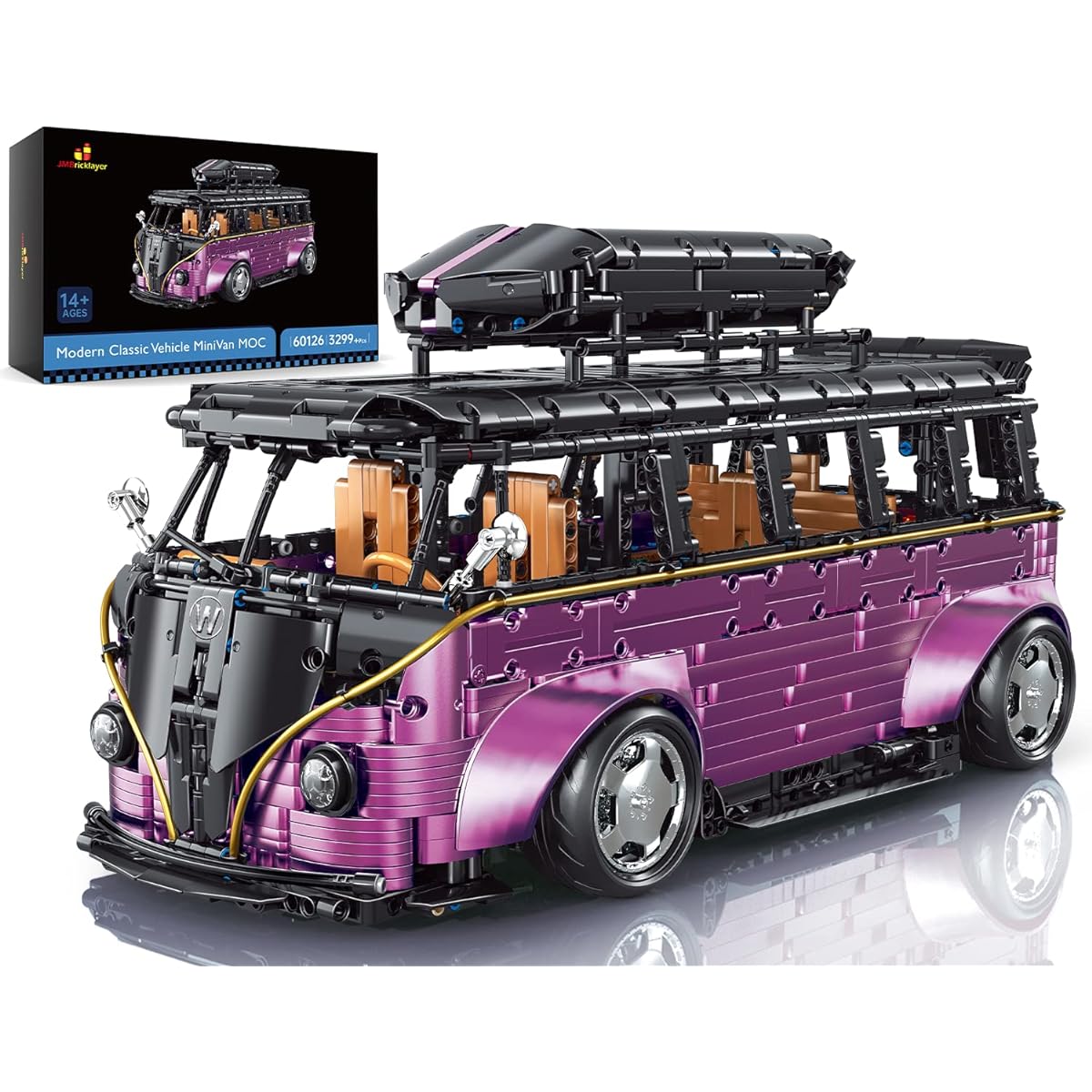 JMBricklayer City Bus Building Kit, Electroplated Appearance, Camper Van Model Car Kit, 1:8 Car Model Display Decoration, Creative Modern Vehicle Building Set, Gifts for Teens Adults (3299 Pieces)