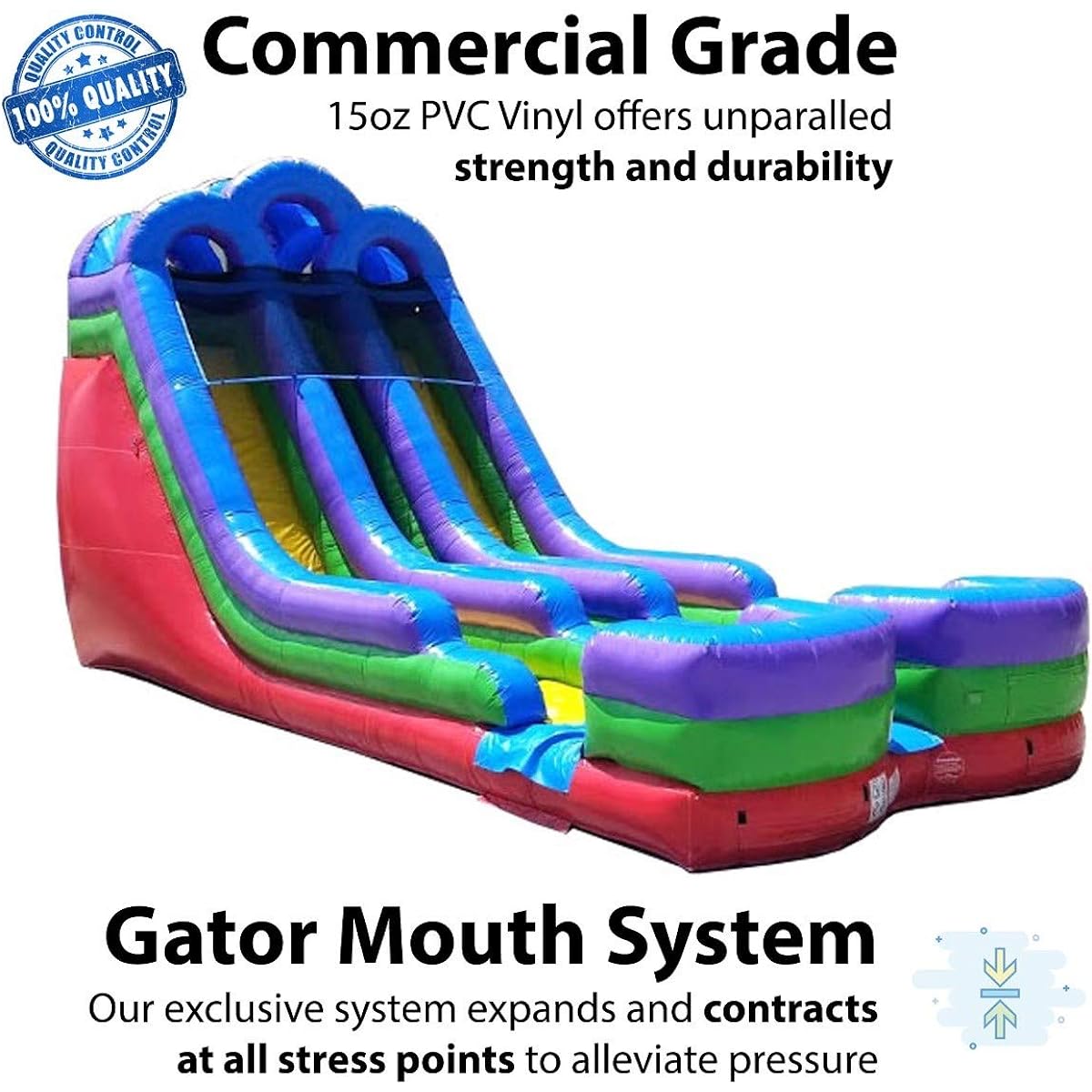 TentandTable 18' Double Rainbow Inflatable Water Slide for Kids and Adults, Commercial Blow Up Water Slide, 35'L x 13.5'W x 18'H