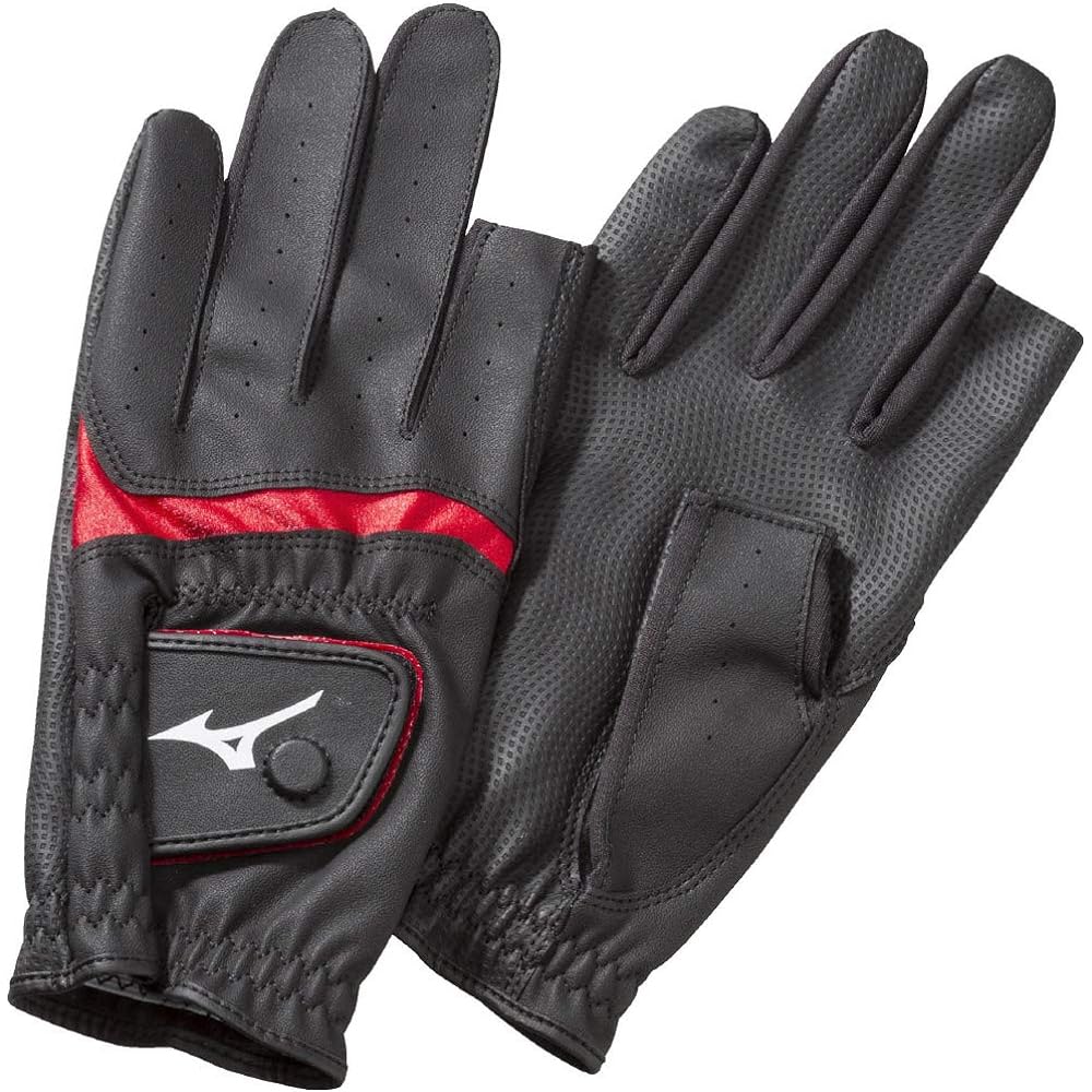 MIZUNO Ground Golf Gloves, Fingering Type, For Both Hands, Unisex, Synthetic Leather, Stretchable Knit Material, Fits Hand Movements, Includes Magnet (Left Hand Belt) C3JGP802