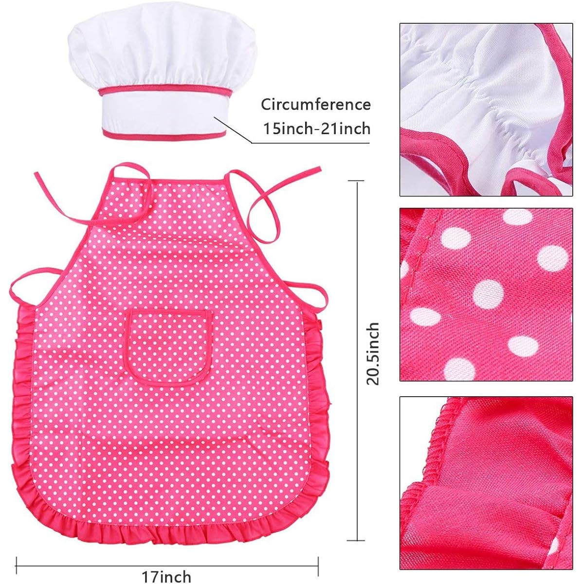 TRADERPLUS Chef Set for Kids, 11pcs Kitchen Costume Role Play Kits Gift with Hat, Apron, Cooking Mitt for Girls - Pink