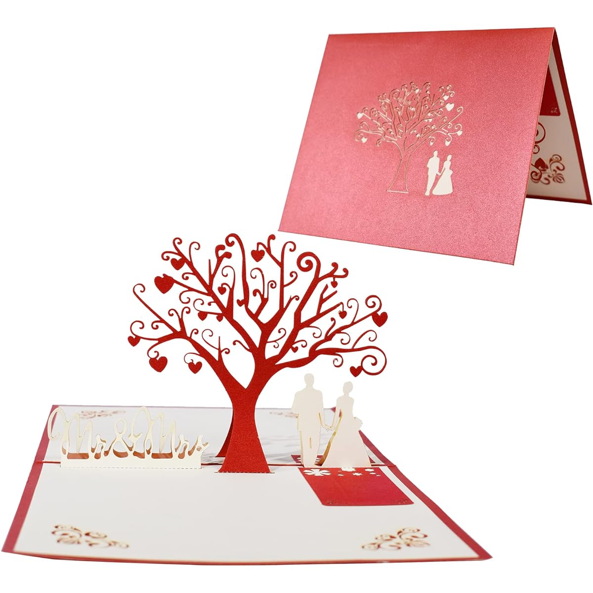 GREETING ART Wedding Pop Up Card - Pop Up Wedding Card for Couples with Envelope - 3D Greeting Card Wedding Party Engagement Card Pop Up Anniversary Card Valentine's Day Card