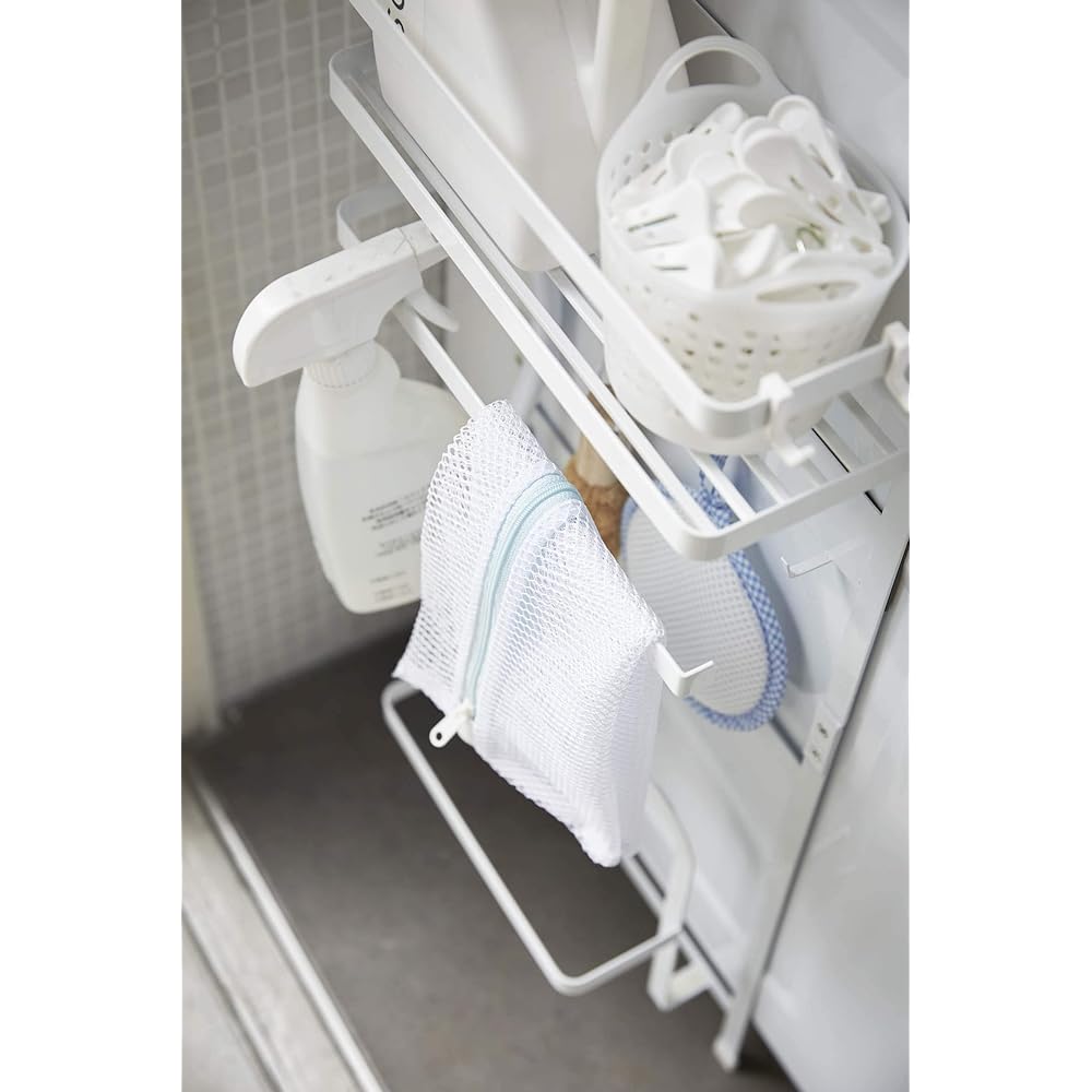 Yamazaki Jitsugyo Storage Rack, Washing Machine Side Magnetic Storage Rack, Tower, White 3307