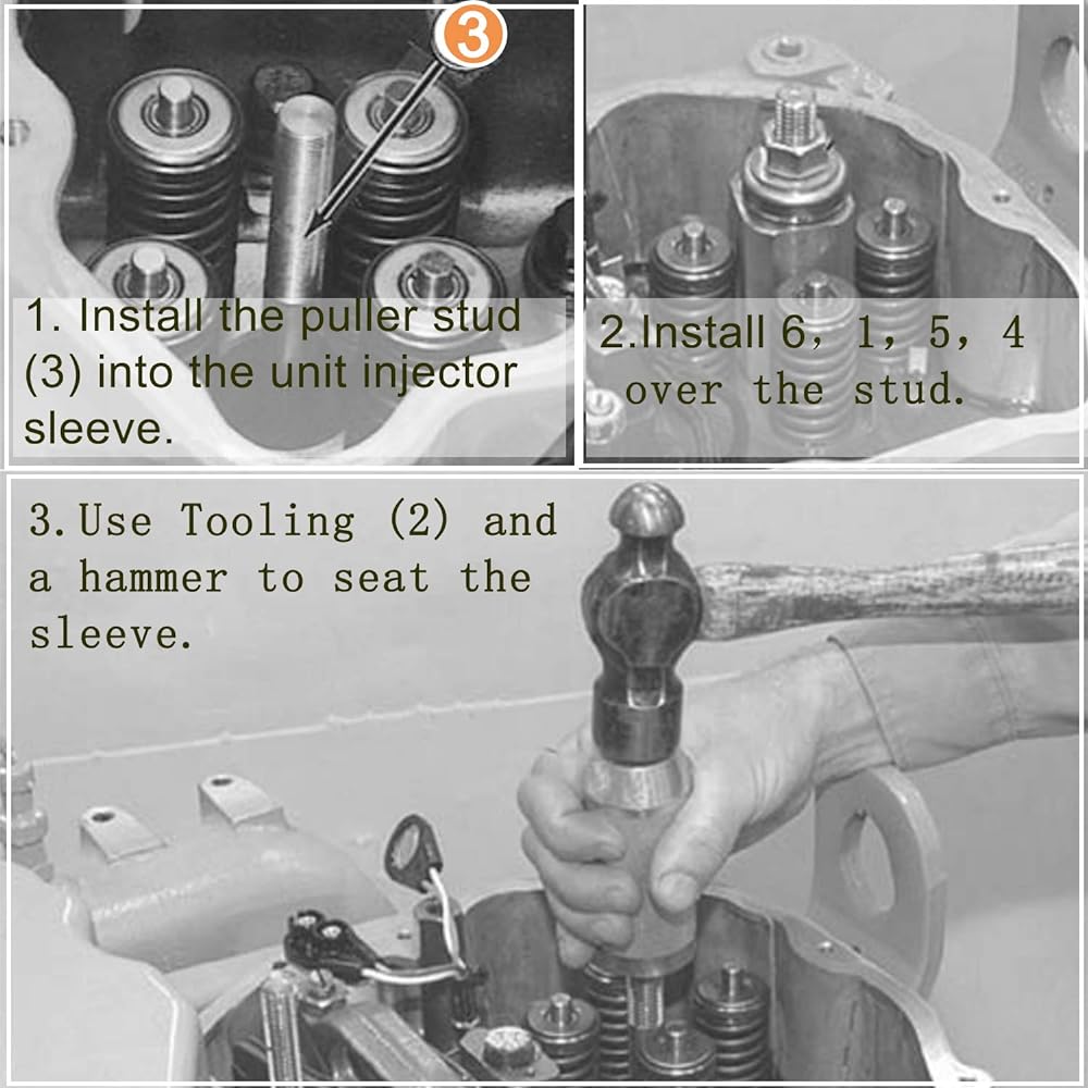 9U-6891 Injector Tube Sleeve Cup Remover Installer Set for CAT Caterpillar C10 C12 C15 C16 C18 3406E