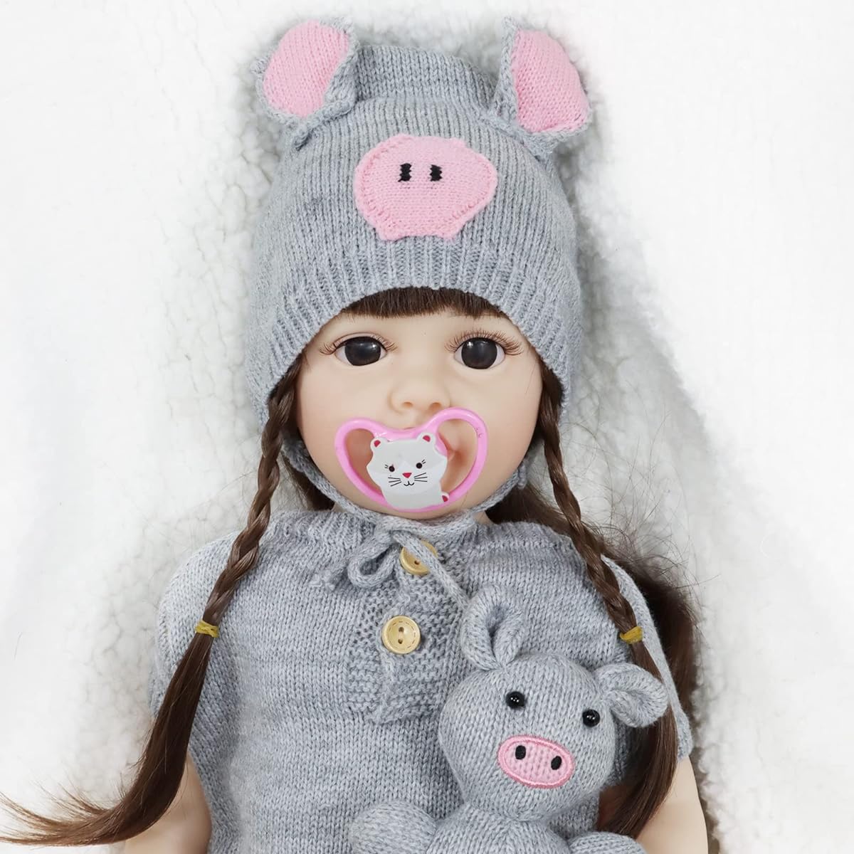 JRLCGYP Reborn Baby Doll Pig Toy 22 Inch Lifelike Soft Body Realistic Baby Girl Doll Full Vinyl Body Real Life Doll Gift Set Ages 3+