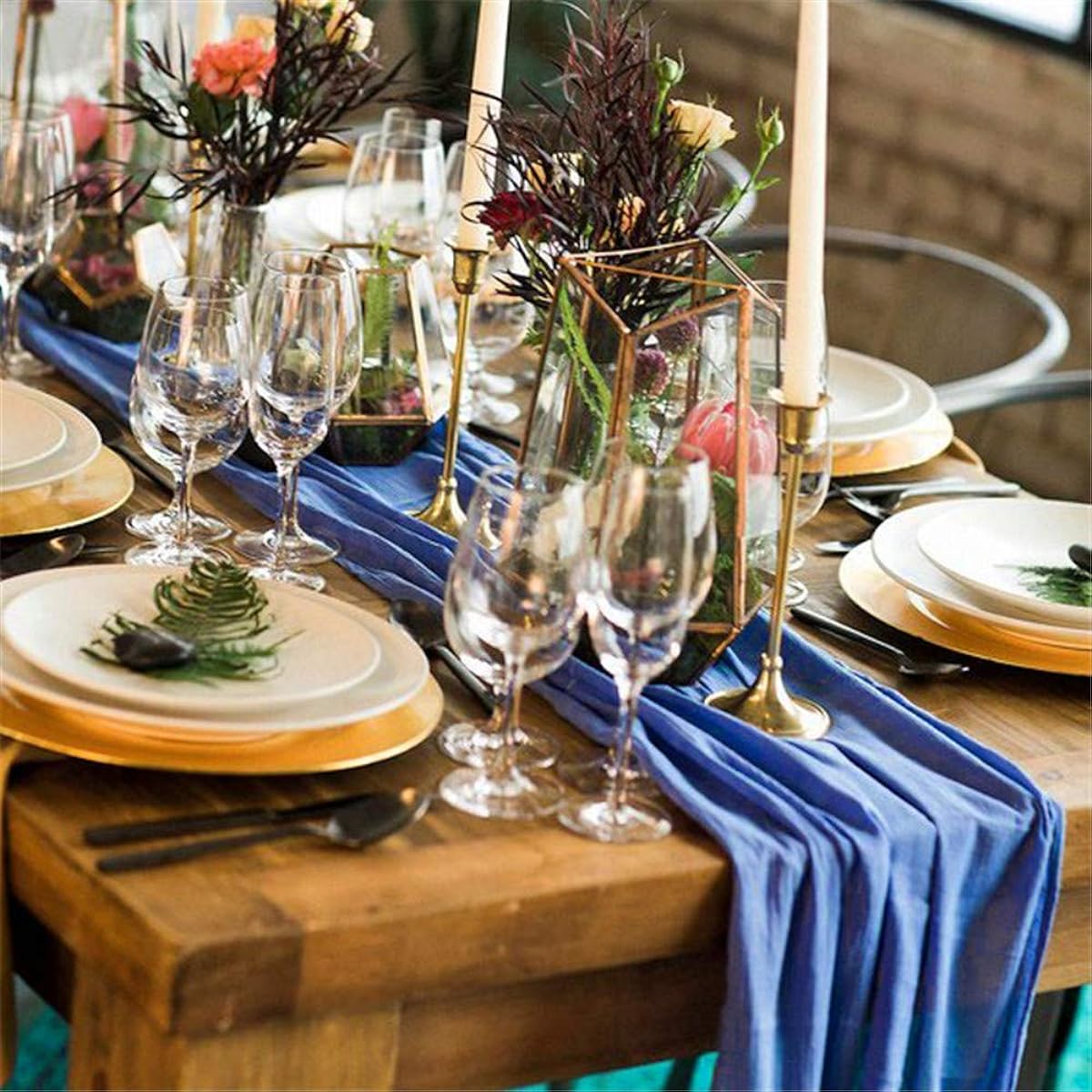 Navy Table Runner Chiffon Table Runner 10 Pieces Wedding Table Centerpiece 27x120 Inch Elegant Table Runner Romantic Decoration