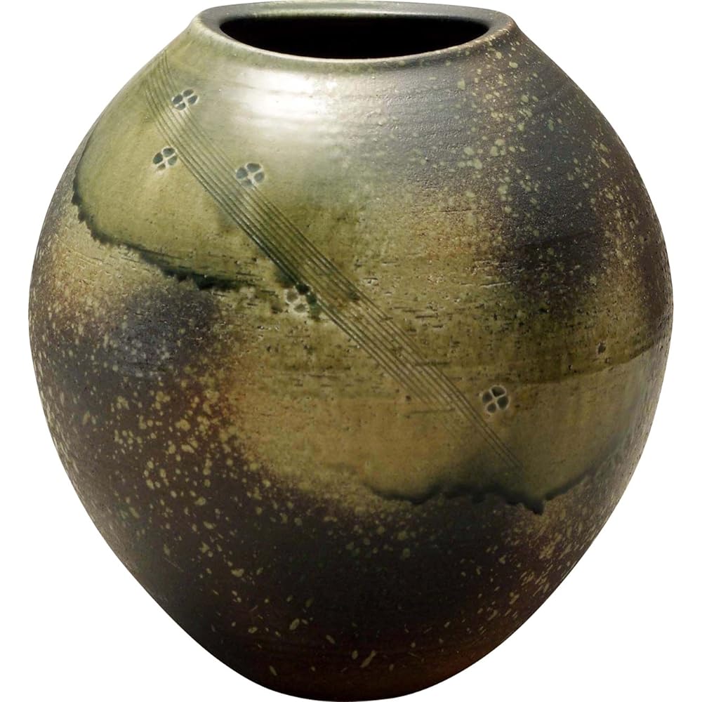 Shigaraki Ware Hechimon Vase Flower Base Large Beige Yusai Pottery MR-1-2602