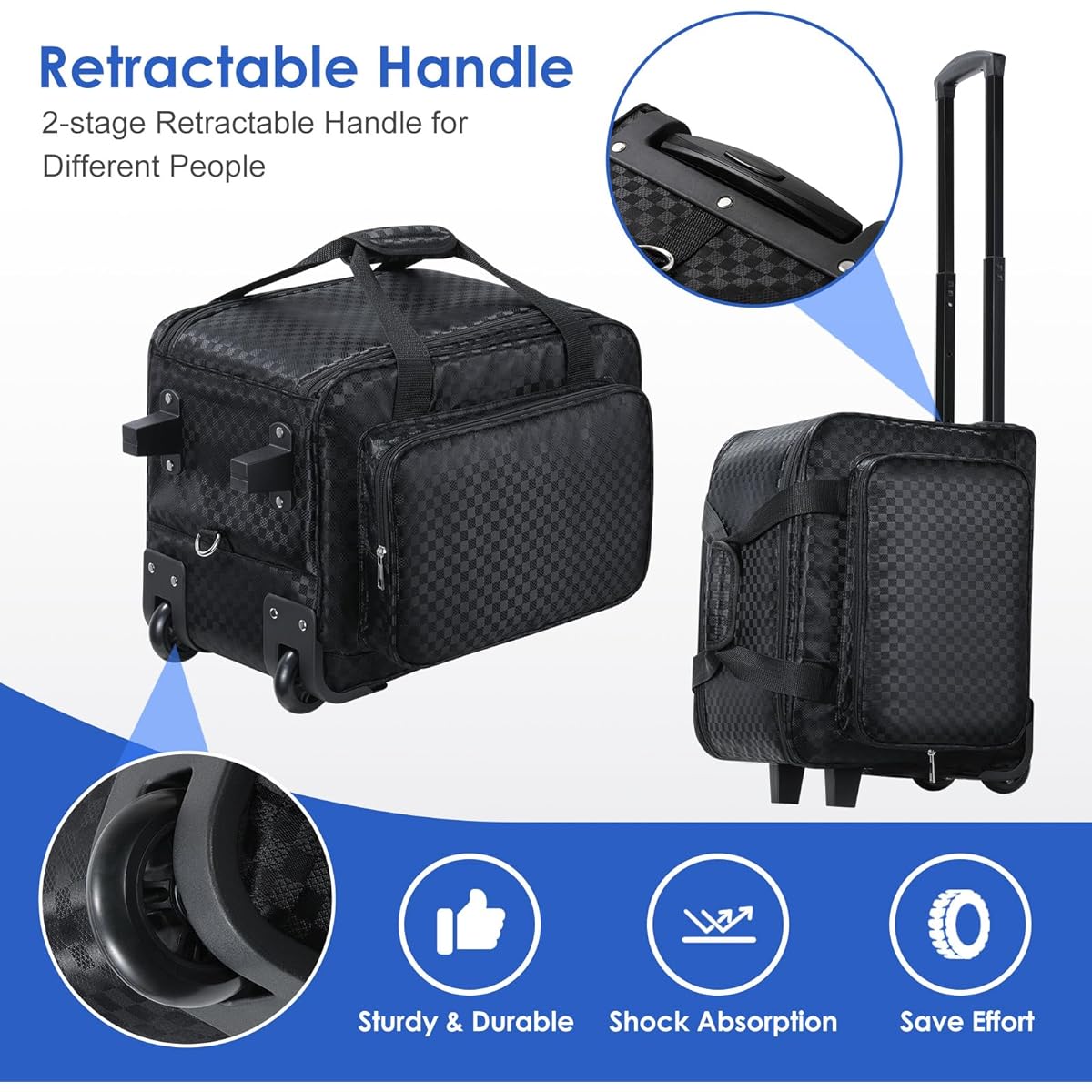 Aleemin Speaker Bag with Wheels for Bose S1 Pro, Rolling Speaker Carry Case with Multi Pockets and 2 Fixing Straps, Soft Padded Speaker Roller Bag for Bose S1 Pro & Accessories