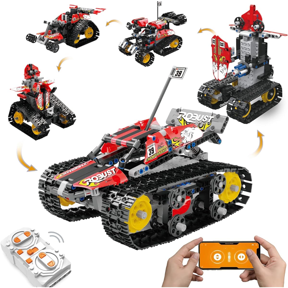 Oueyes 5 in 1 STEM Remote Control Car Building Kit RC Car/Robot Building Toy Set STEM Projects for Kids 8-12 Engineering Learning Kit Gifts for 8 9 10 11 12 14 Year Old Boys (410 Pieces)