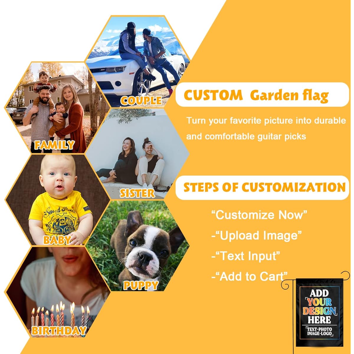Custom Garden Flag 12x18 Double Sided Personalized Garden Flag DIY Add Your Own Text Photo Picture Logo Banner Indoor Outdoor Decor Yard Home Flag Gift for Women Men