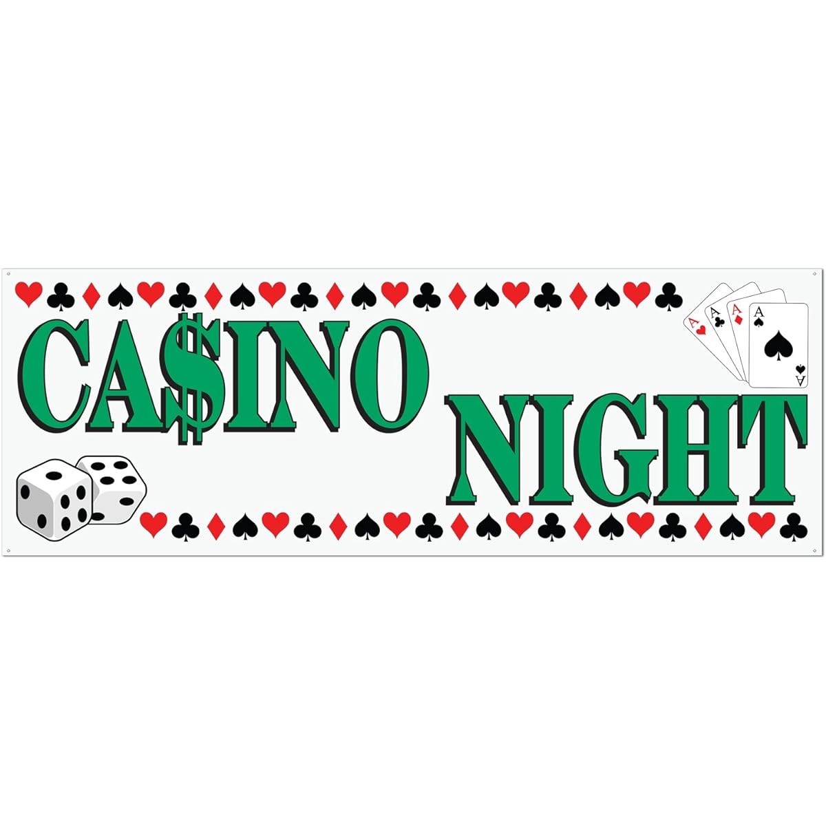 Beistle Casino Night Sign Banner 5ft x 21in