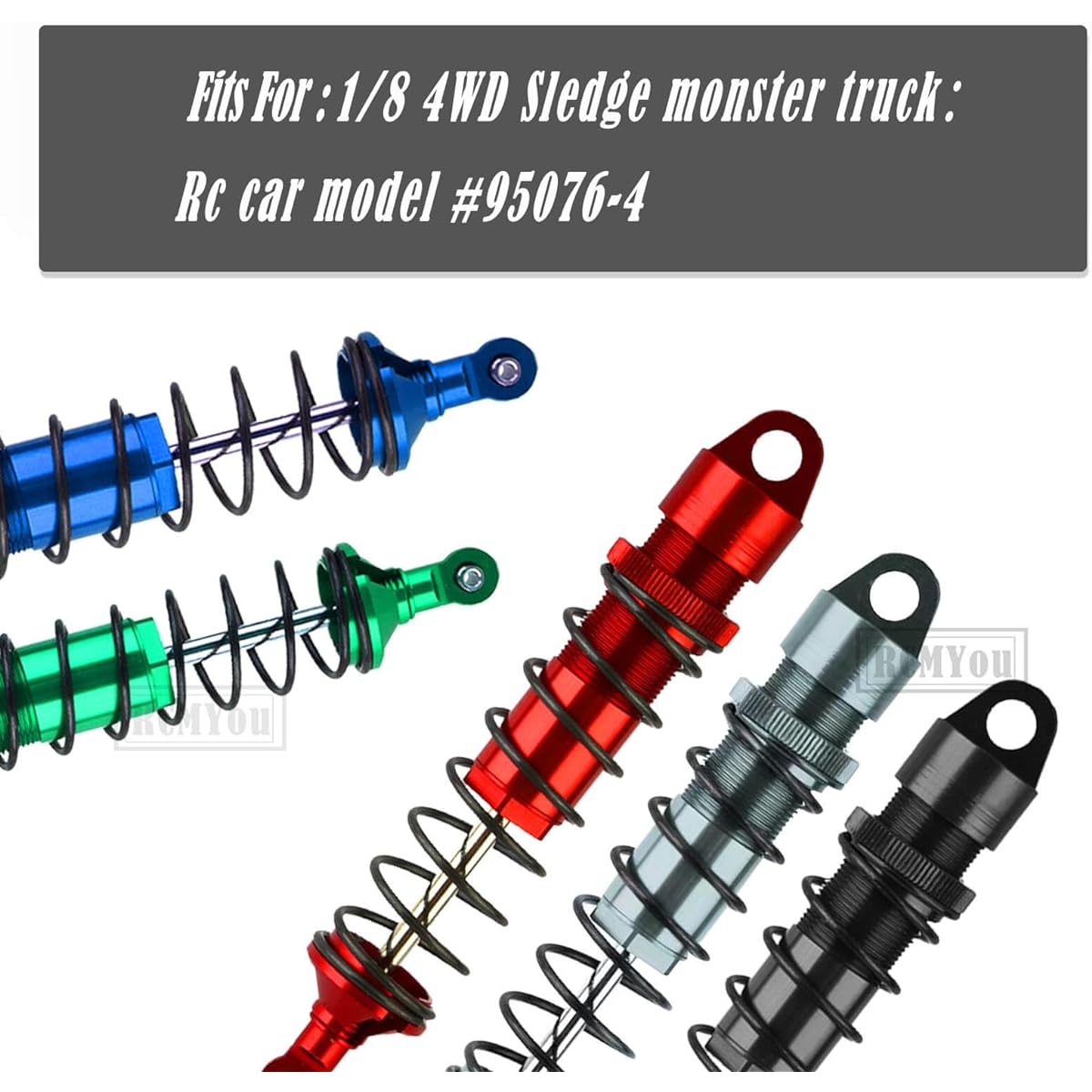 RCMYou RC Shock Absorber Upgrade Parts for 1/8 Sledge 4WD #95076-4 4pcs Alloy Front Rear Big Bore Full Metal Adjustable RC Shock Absorber Damper Navy Blue