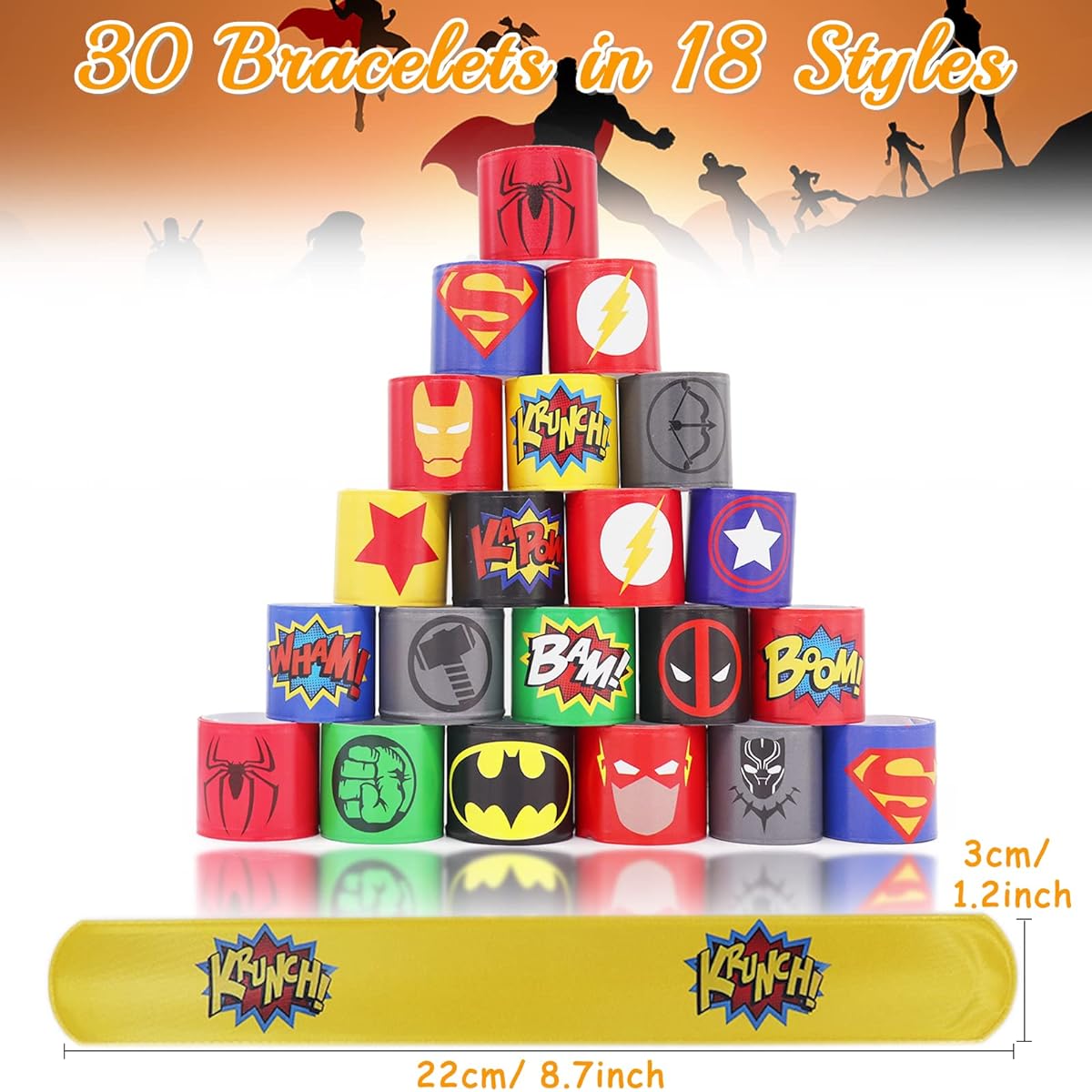 48 Slap Bracelets for Kids, Party Bag Fillers Wristbands, Fun Boys and Girls Snap Bands Bulk Vinyl Rolls, Birthday Gifts, Goodie Bag Flavors, School Classroom, Small Toys