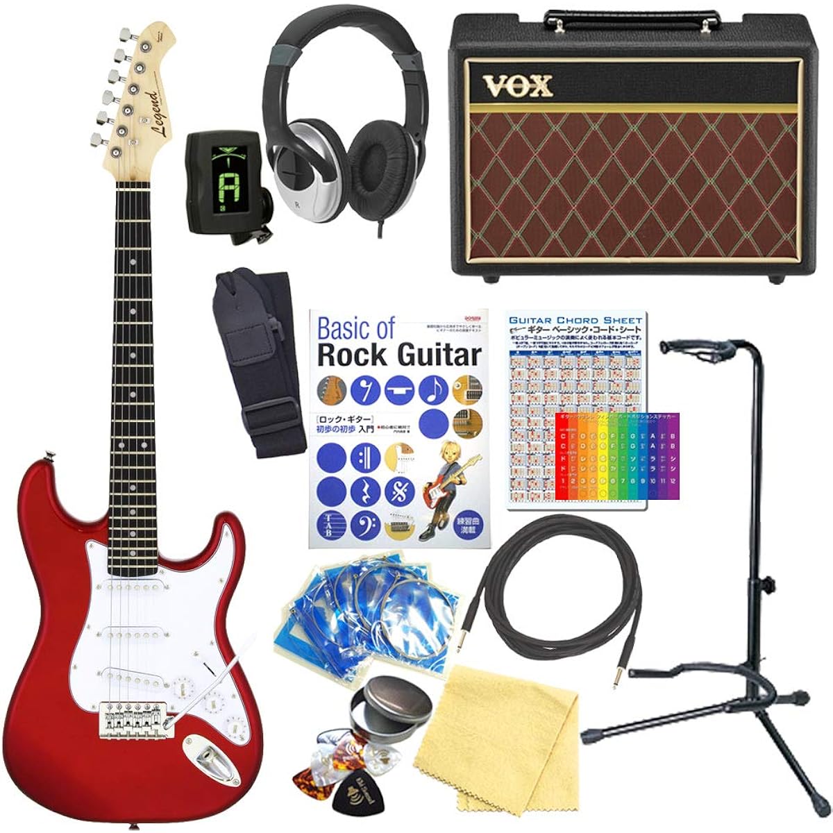 Electric guitar mini type beginner set with VOX amplifier 15-piece set mini guitar Legend LST-MINI CA