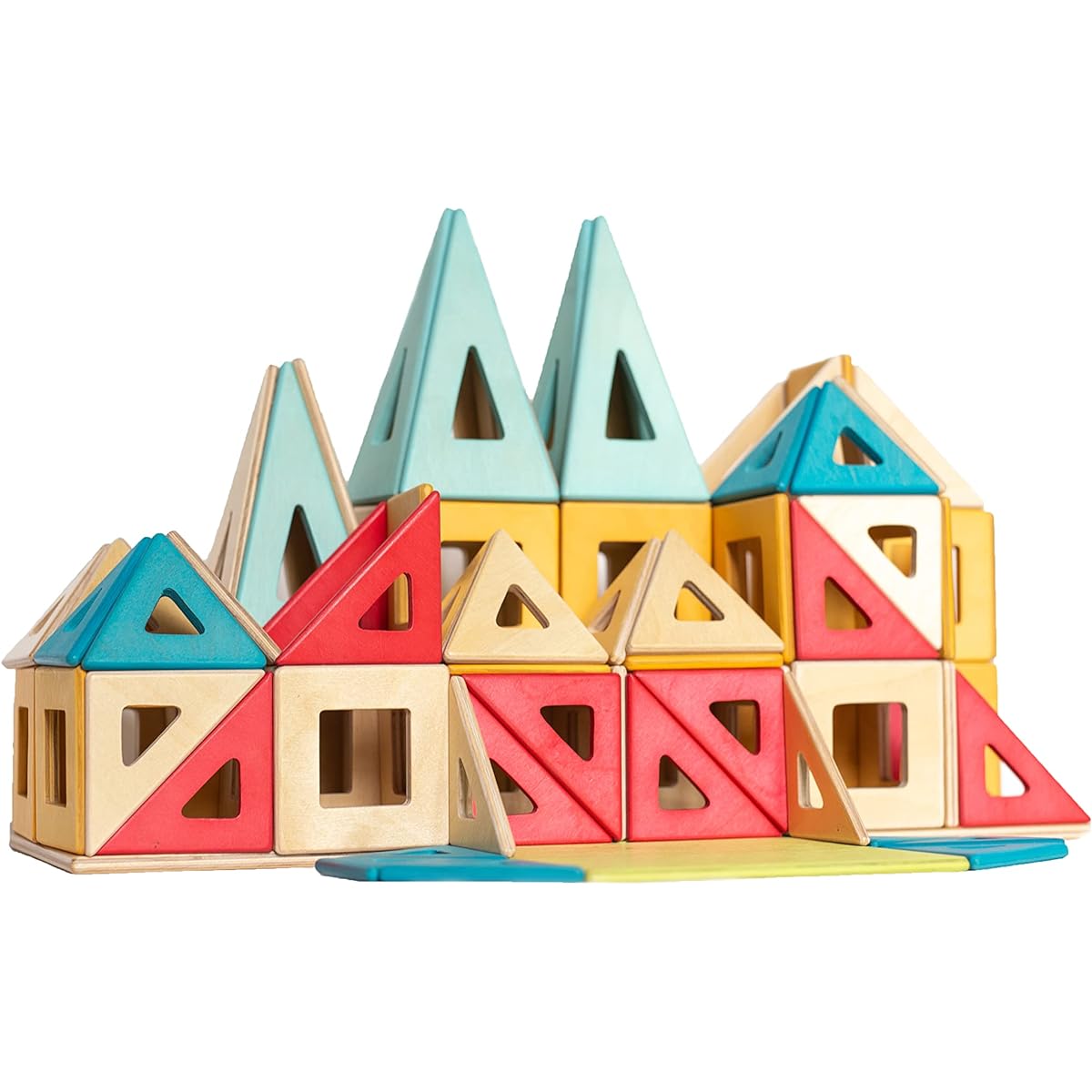 Big Future Toys Earthtiles Wooden Magnetic Tiles 100 Piece Set Montessori Toys Sensory Toys Wooden Magnetic Blocks STEM Building Toys Wooden Blocks for Toddlers Ages 3+