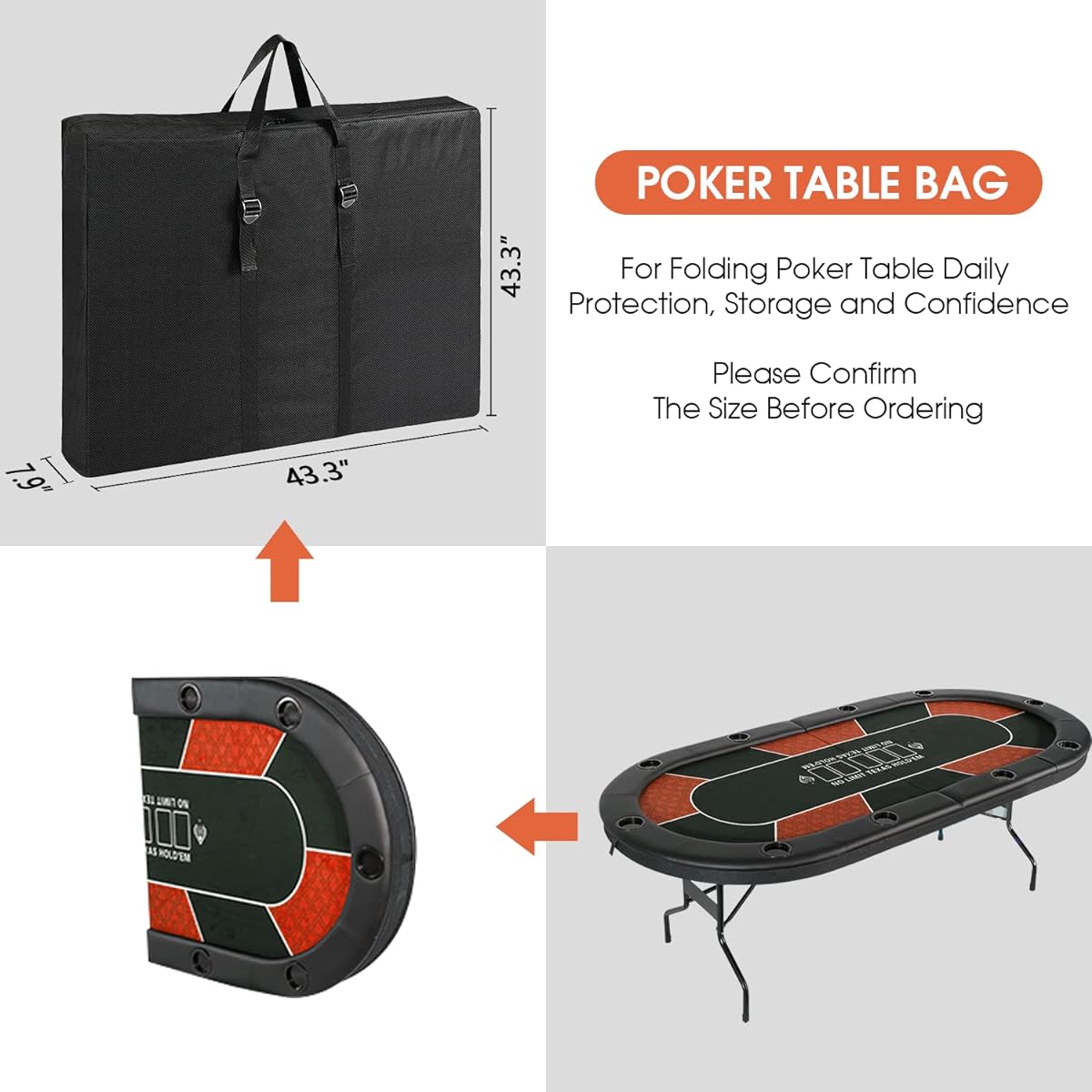 Hengme Poker Table Bag, Dustproof Poker Table Cover for Foldable Poker Table Storage or Carrying, 600D Waterproof Poker Table Protective Cover Poker Table Accessories