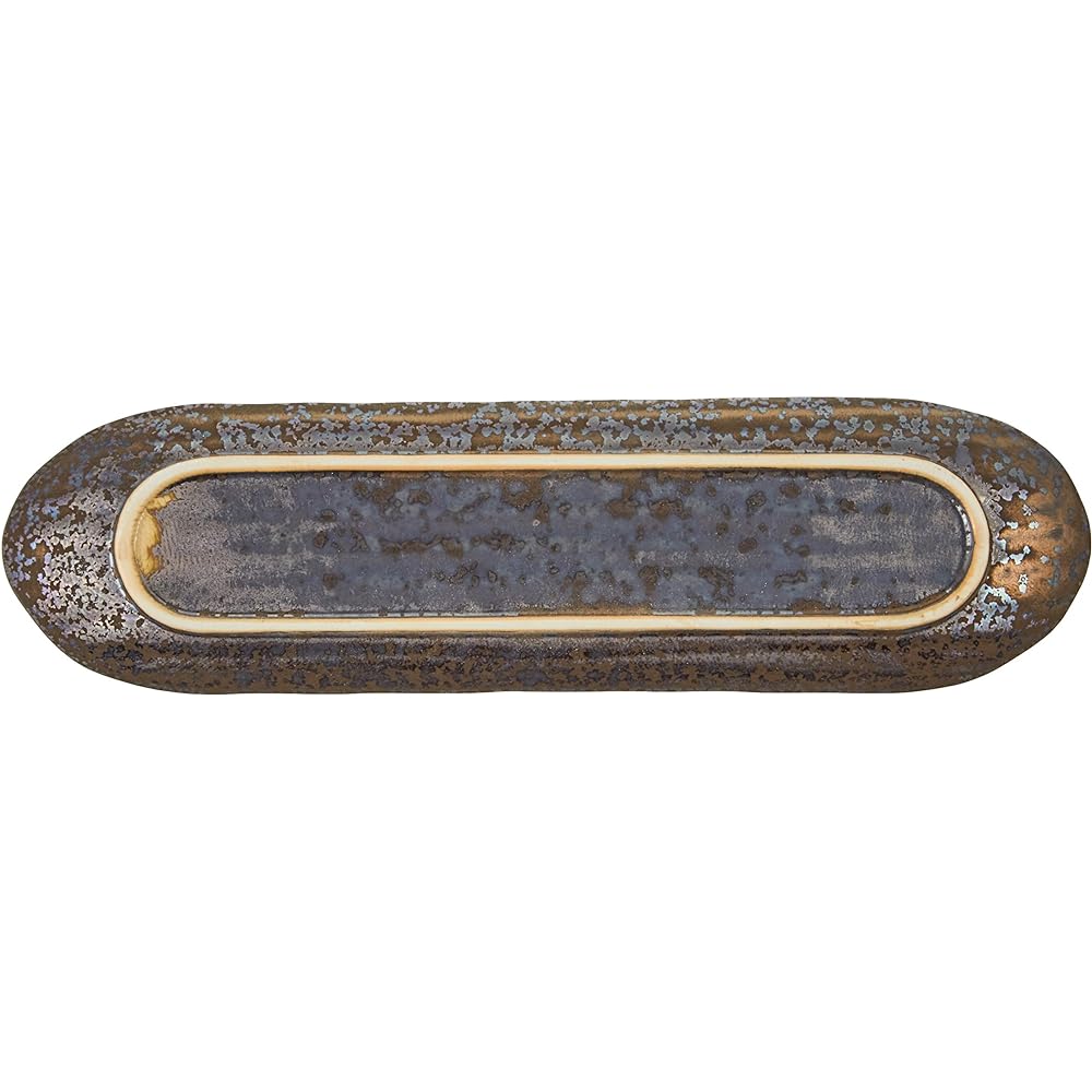 Set of 10 Lava style oval long plates [35.2 x 9.5 x 2.2cm 400g] [Yakimono plates] [Restaurant, Inn, Japanese tableware, Restaurant, Commercial use]