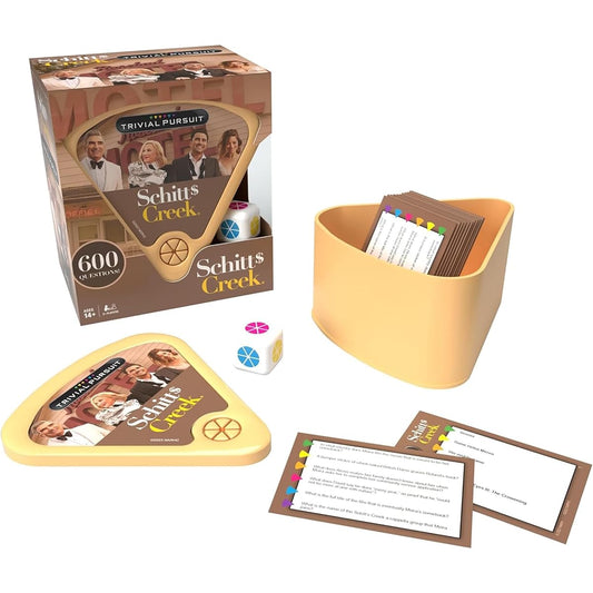 USAOPOLY Trivial Pursuit Schitt's Creek Edition | Trivia Game from Schitt's Creek | 600 Questions and Die Travel Container | Officially Licensed Schitt's Creek Game