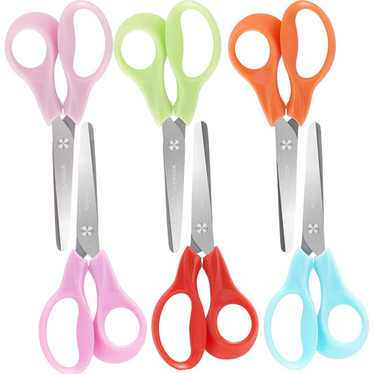 5 Inch Toddler Kids Scissors Blunt Tips Safety Kids Scissors for School Office Family Everyday Use Comfortable Right Handed Grip ABS Handle Pack of 6