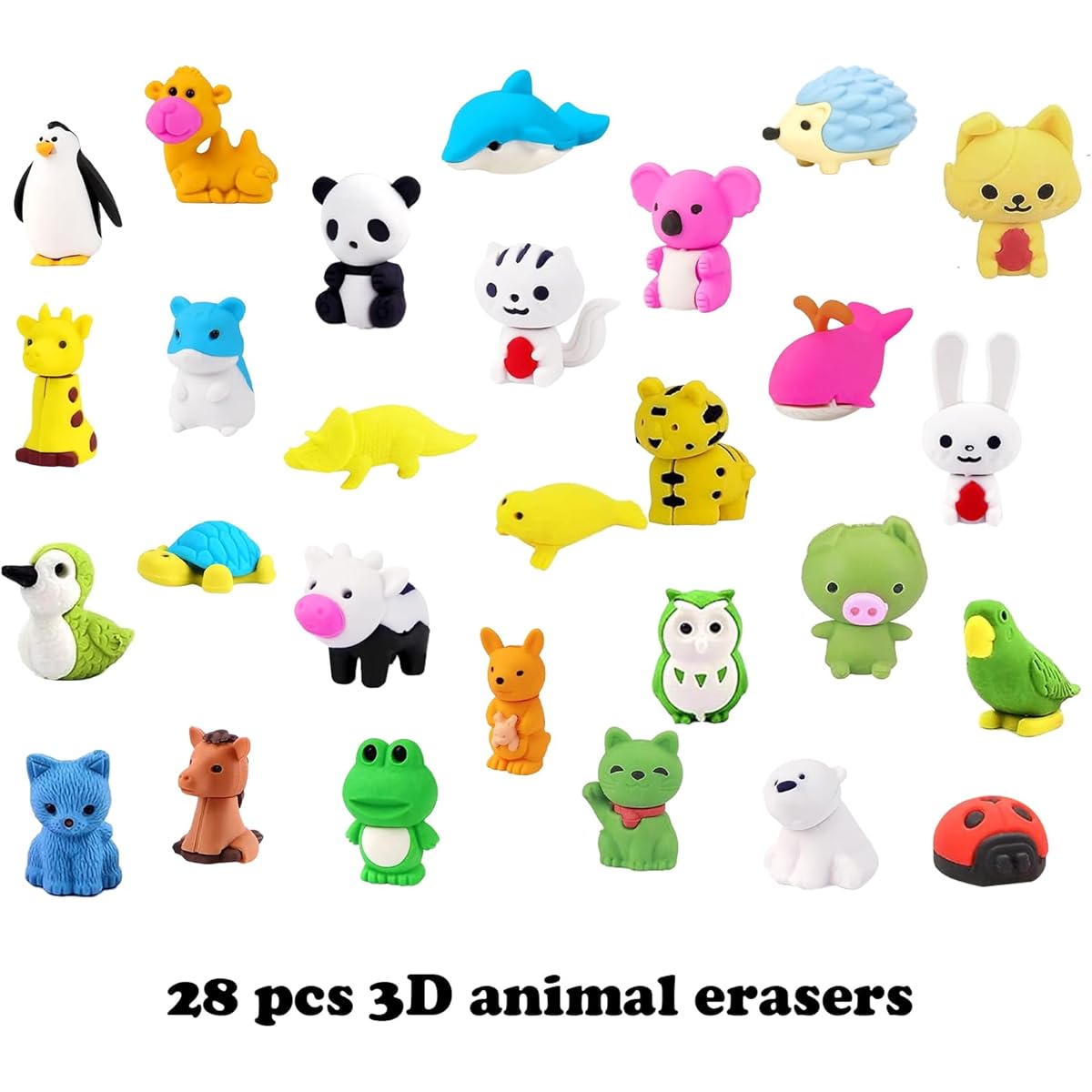 Coneatness Valentine's Day Gifts for Kids, 28 Pack Valentine Cards, Animal Pencil Erasers, Heart Shaped Bar Cases, Classroom Swaps, Preschool Party Favors, Desk Supplies, Pet Class Giveaways
