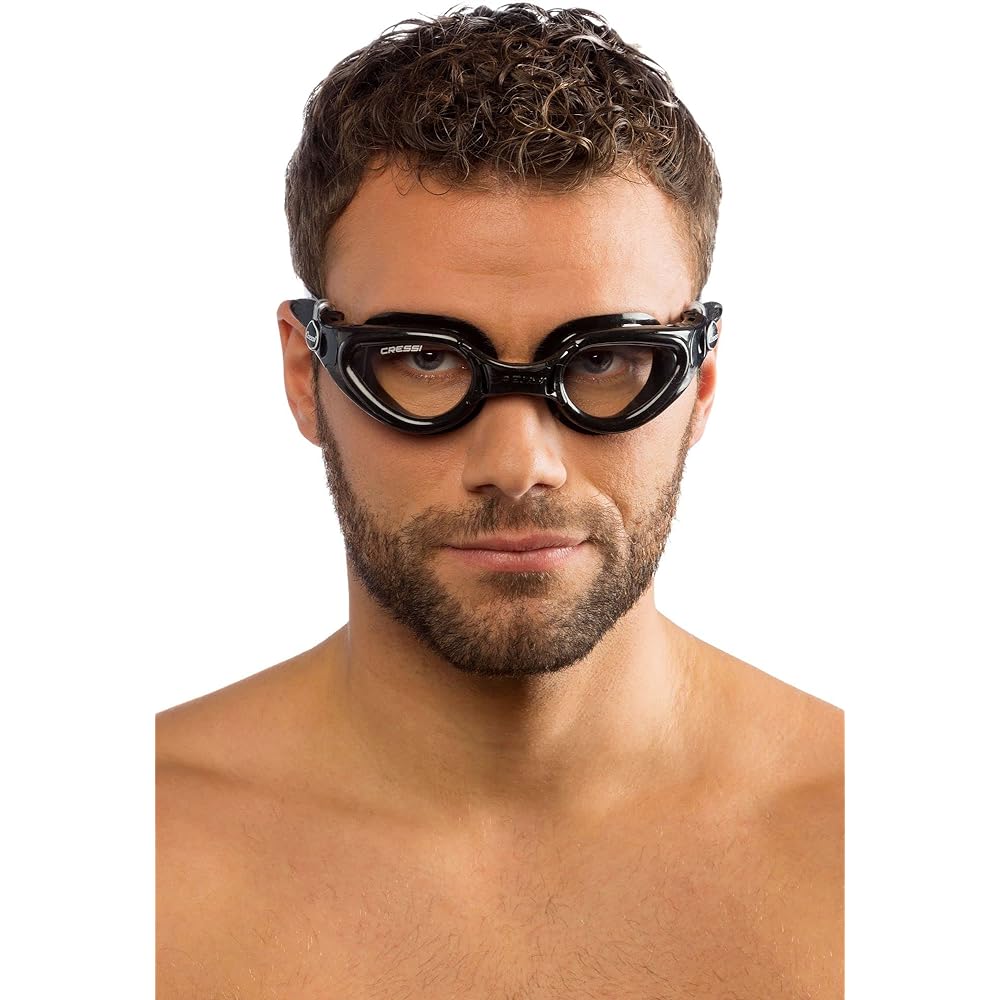 CRESSI Swimming Goggles Unisex [RIGHT] Curved Lens UV Protection, Scratch Prevention, Shatterproof Treatment [Genuine Product]