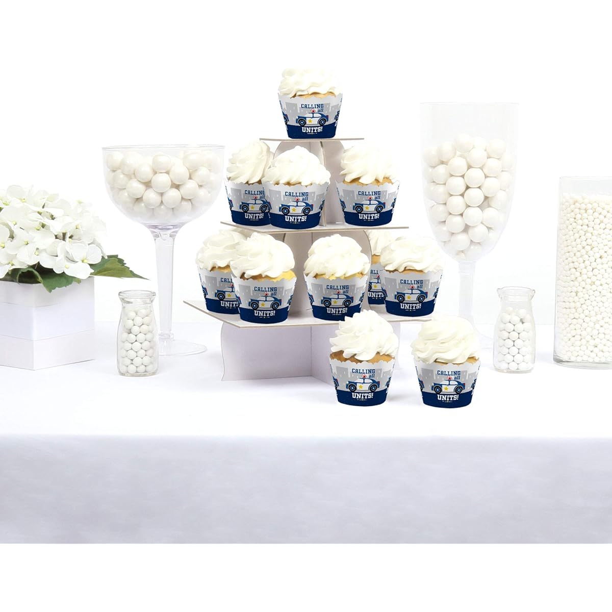 Big Dot of Happiness Calling All Units - Police - Cop Birthday Party Baby Shower Decorations - Party Cupcake Wrappers - Set of 12