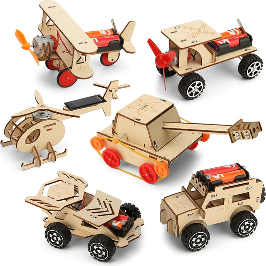 6 in 1 STEM Building Kit for Kids STEM Projects 8-12 Years Old 6-8 Years Old 3D Wooden Puzzle Model Car Woodworking Kit Woodcraft Building Toys for Boys Gifts for 6 7 8 9 10 11 12 Years Old