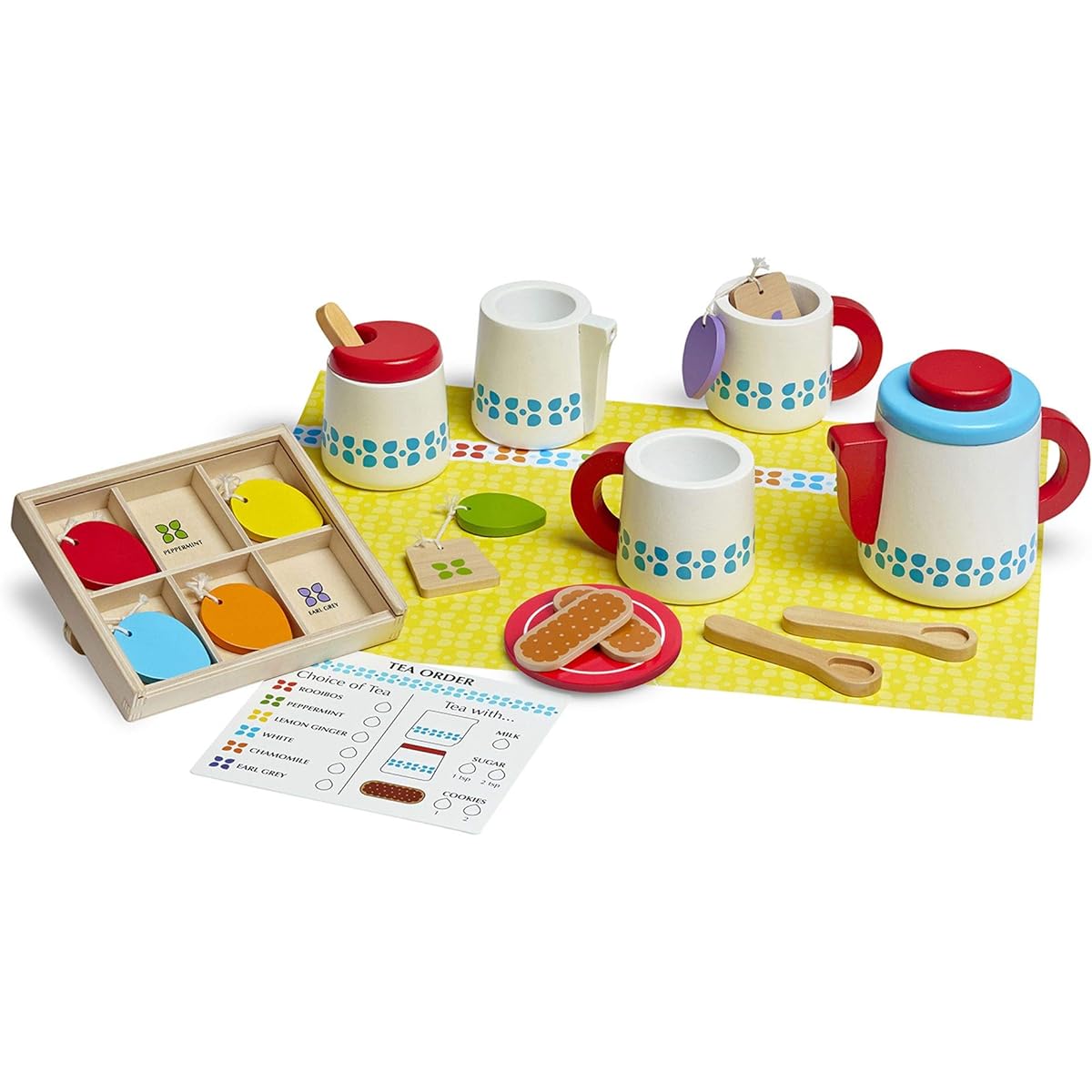 Melissa & Doug 22-Piece Steep and Serve Wooden Tea Set - Play Food and Kitchen Accessories