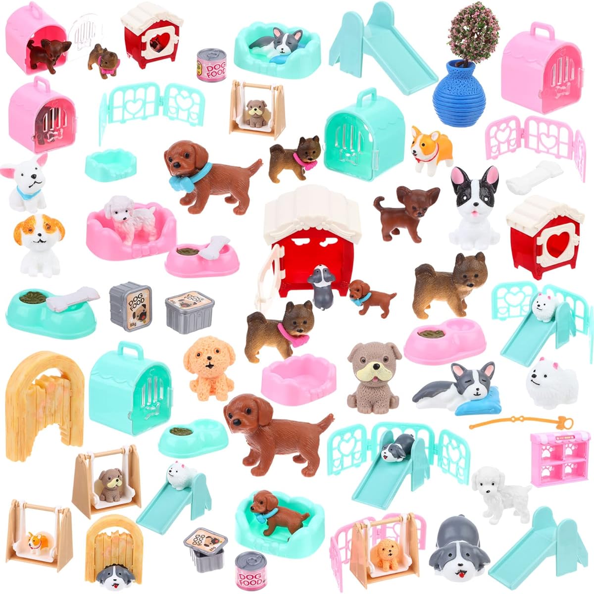 Beupy Dog Figure Playset Toy Plastic Dog Care Role Play EduDogional Figure Toy Pet Pretend Play Toy Realistic Dog Figurine Toy Home Party Supplies Cake Topper