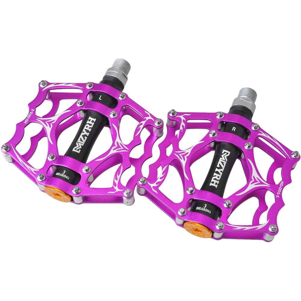[Jpfashioning] Cross bike pedals, ultra-lightweight aluminum alloy flat pedals, durable, set of 2 (Purple 2)