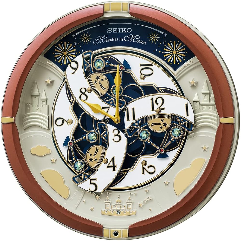 Seiko Clock Wall Clock Karakuri Clock Analog Triple Selection Melody Brown Metallic 39 x 39 x 9.6 cm RE601B
