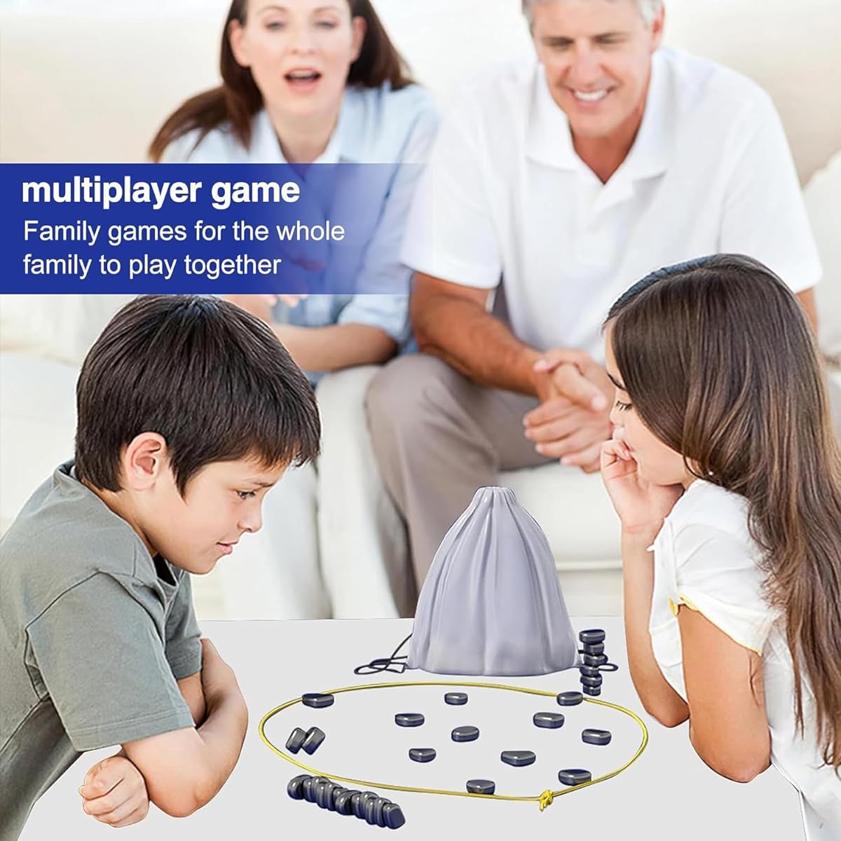 Foquyai 2024 Magnetic Chess Game, Multiplayer Board Game, Portable Chess Board, Magnetic Chess Game with Strings and Stones, Family Game, Party Game for Kids and Adults